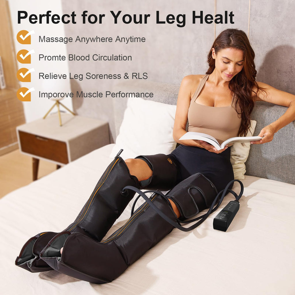 QUINEAR Cordless Full-Leg Air Compression – Portable Leg & Foot Massager
