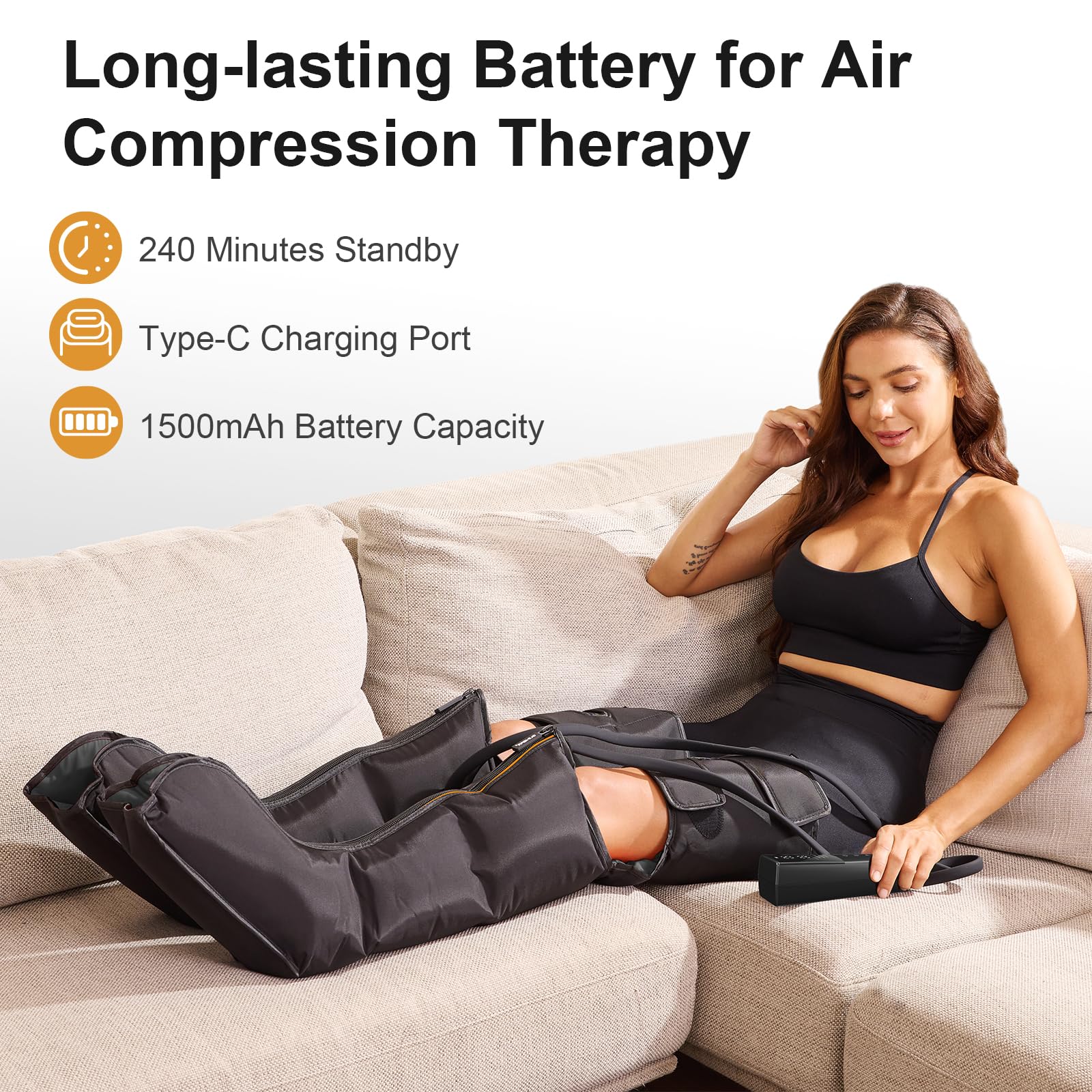 QUINEAR Cordless Full-Leg Air Compression – Portable Leg & Foot Massager