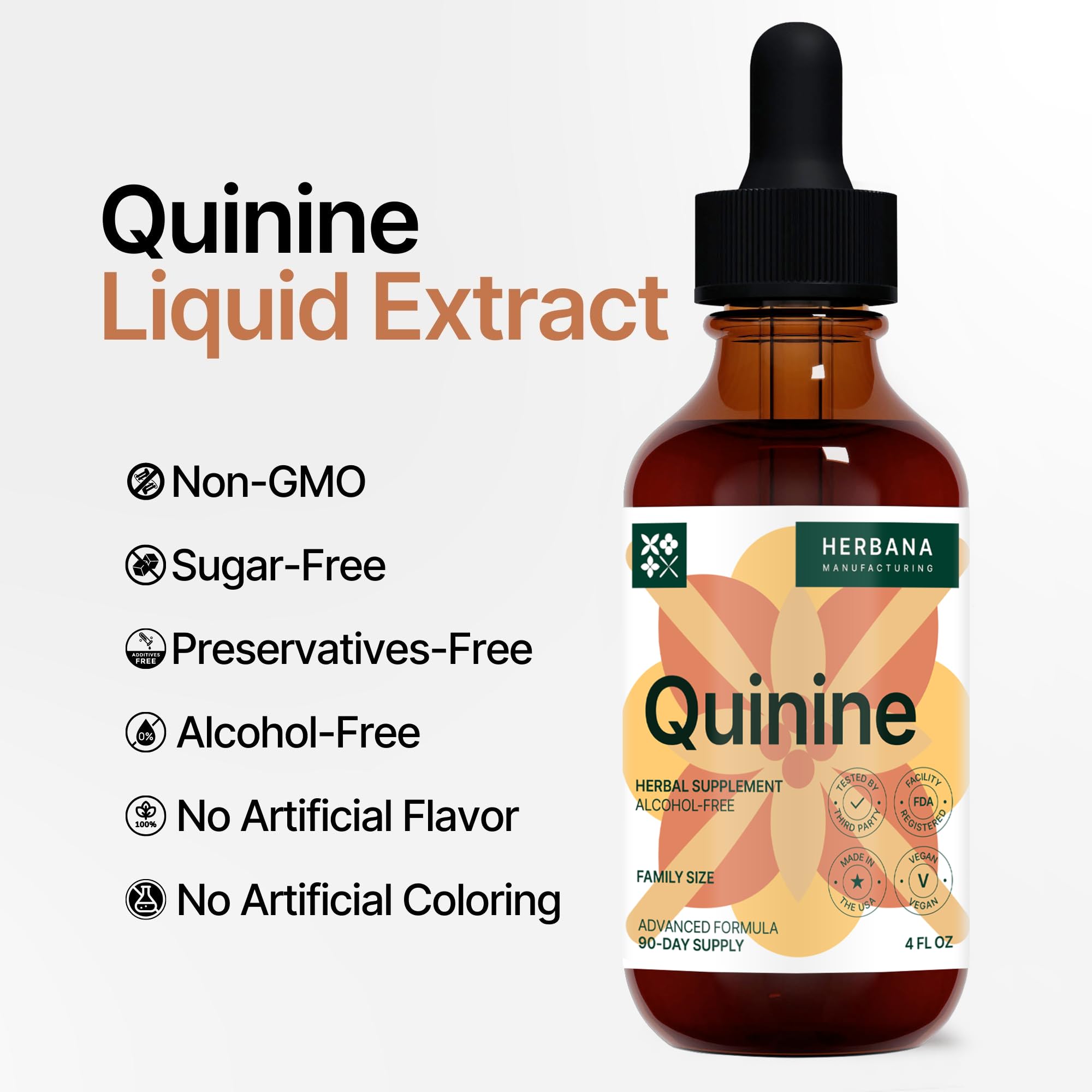 Quinine Liquid Extract 4 oz - Digestive Health & Immune Support | Cinchona Bark Tincture