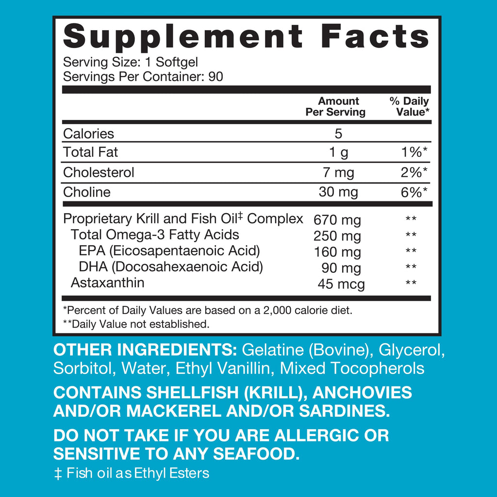 Qunol Advanced Omega-3 Krill & Fish Oil Complex – 10x Better Bioavailability, 250mg EPA & DHA, 90 Count