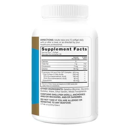 Qunol Advanced Omega-3 Krill & Fish Oil Complex – 10x Better Bioavailability, 250mg EPA & DHA, 90 Count