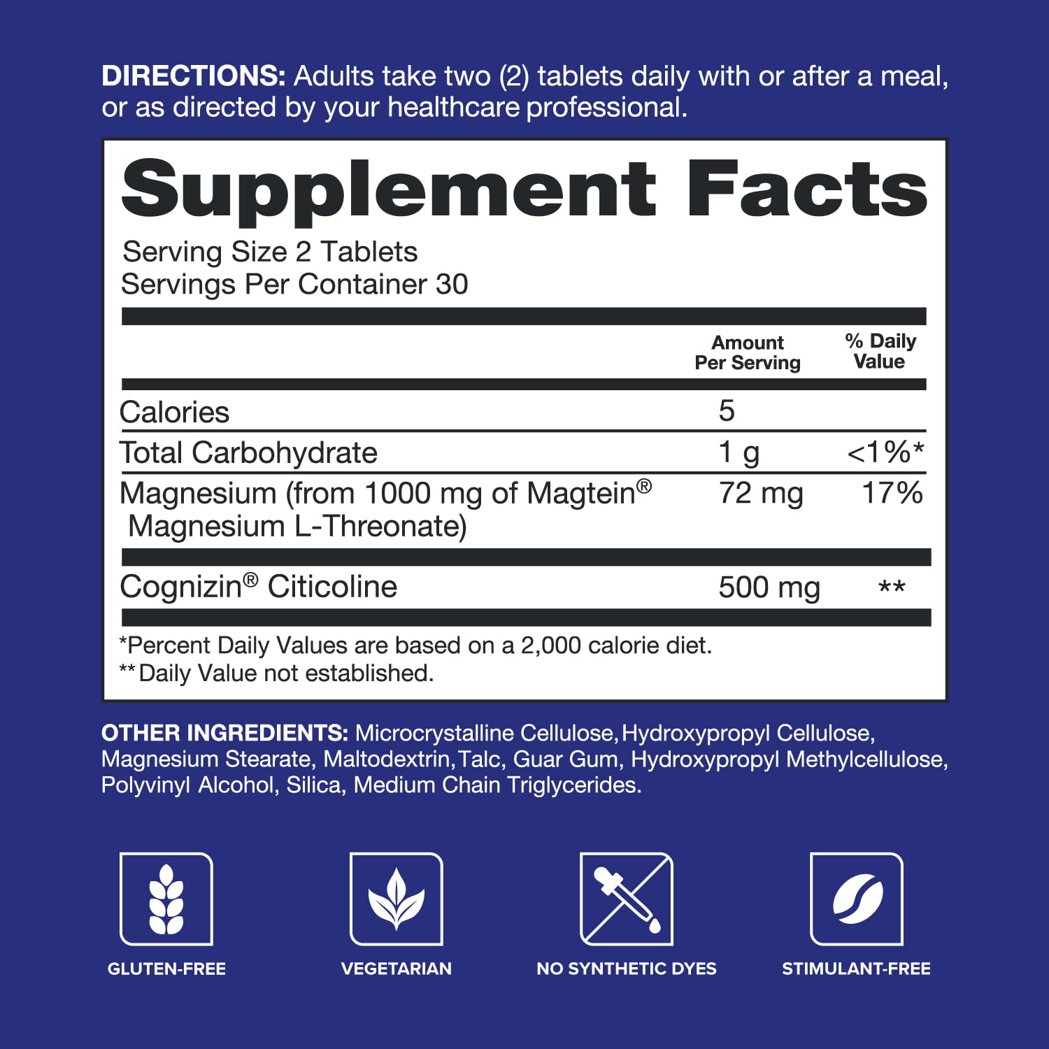 Qunol Brain Health Memory Plus | Magnesium L-Threonate & Cognizin Citicoline for Memory, Focus & Productivity (60 Count)