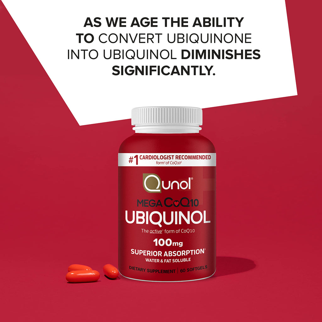 Qunol Ubiquinol CoQ10 100mg Softgels – Superior Absorption, Heart Health & Blood Pressure Support | 60 Count