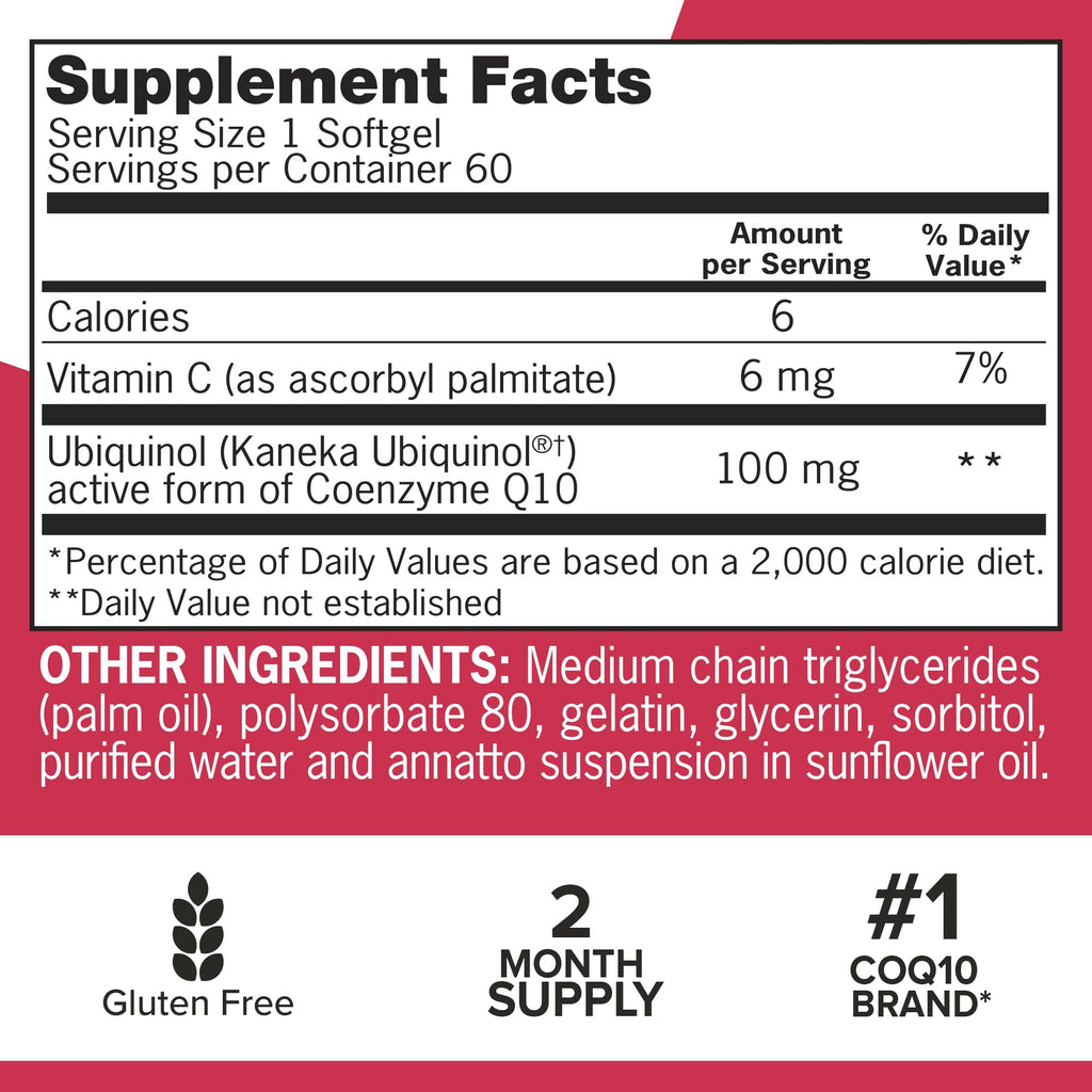 Qunol Ubiquinol CoQ10 100mg Softgels – Superior Absorption – 60 Count