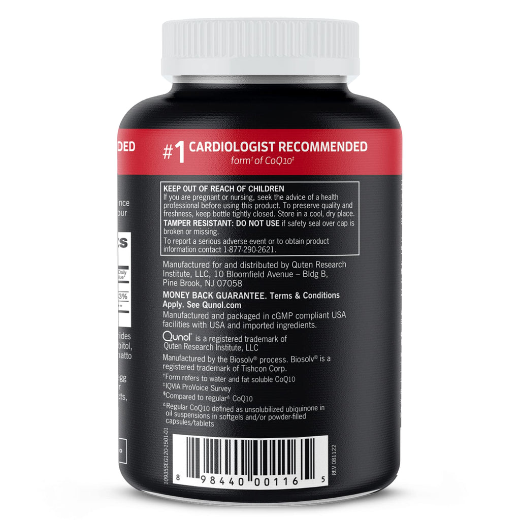 Qunol Ultra CoQ10 100mg | 3x Better Absorption | Water & Fat-Soluble CoQ10 | 240 Softgels