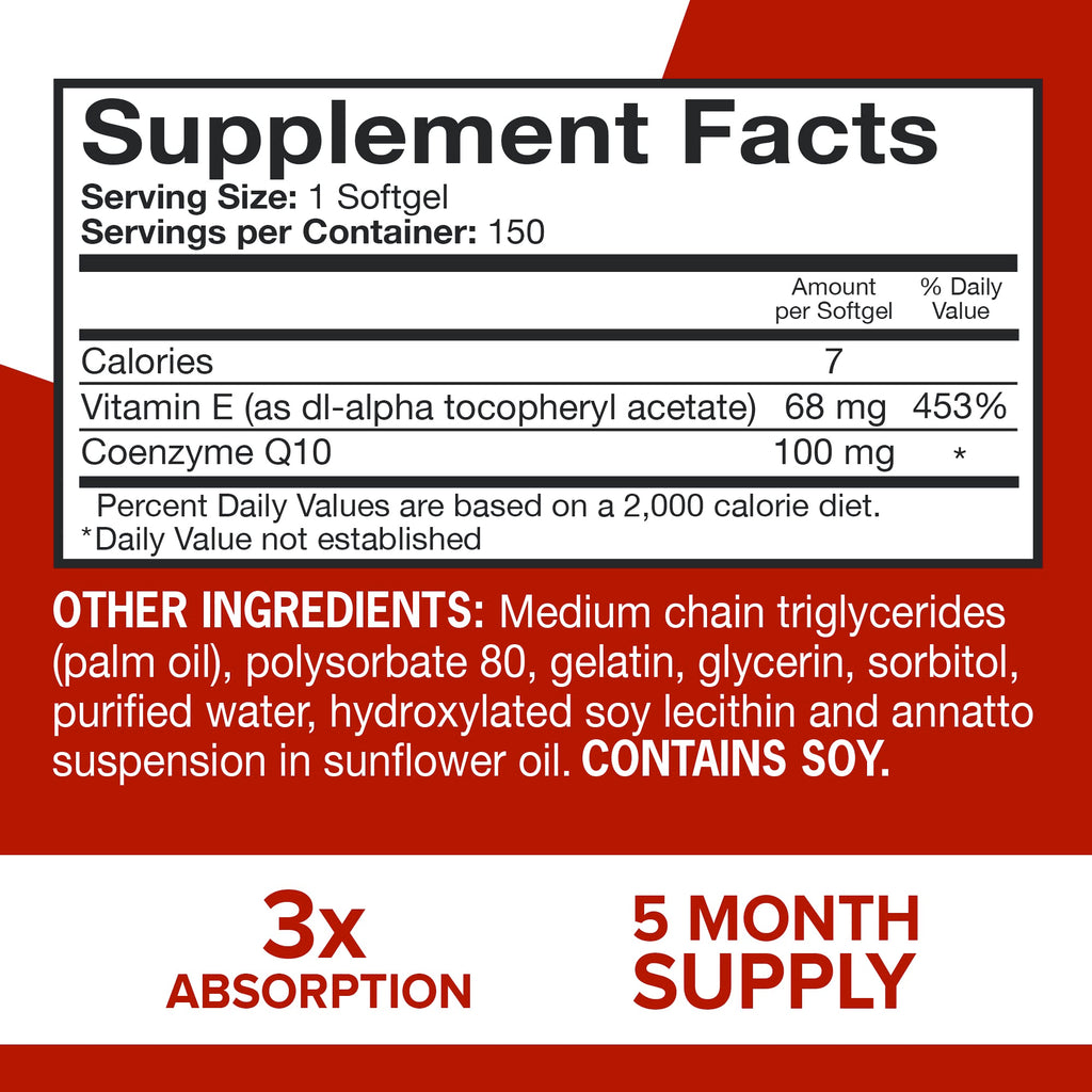 Qunol Ultra CoQ10 100mg Softgels — 3X Absorption, Heart Health & Energy (150 Count)