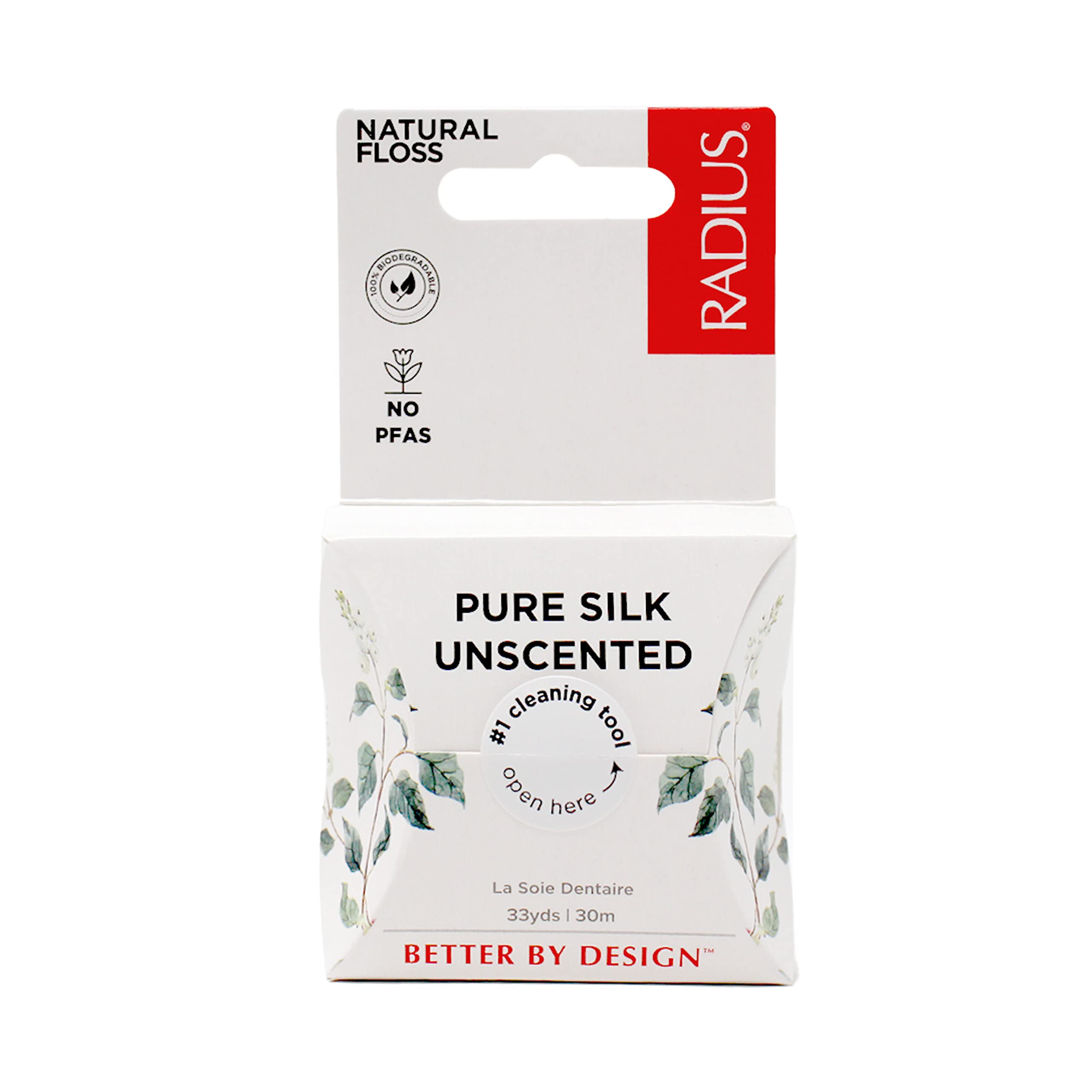 RADIUS Dental Floss – Natural Silk, Unscented, 33 Yards (Pack of 6)