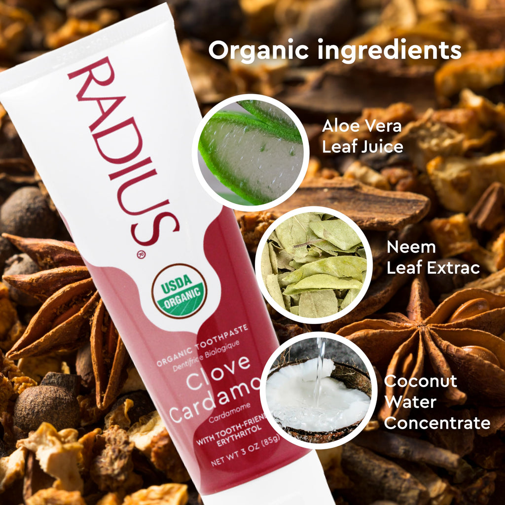 RADIUS Toothpaste Clove Cardamom – 3 oz, USDA Organic, Non-Toxic, Gluten-Free | Pack of 3