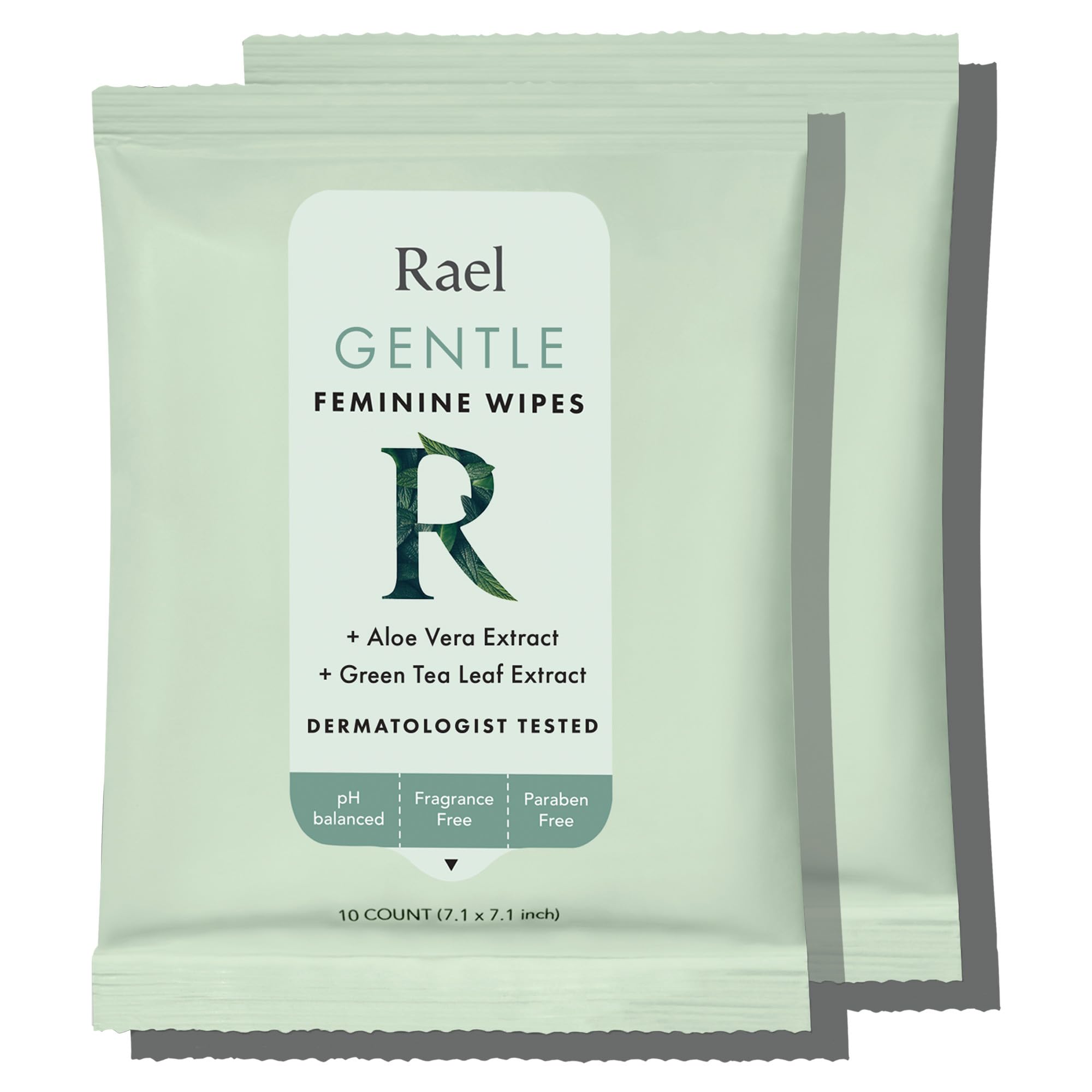 Rael Feminine Wipes – Flushable, pH-Balanced Travel Size (10 Wipes x 2)