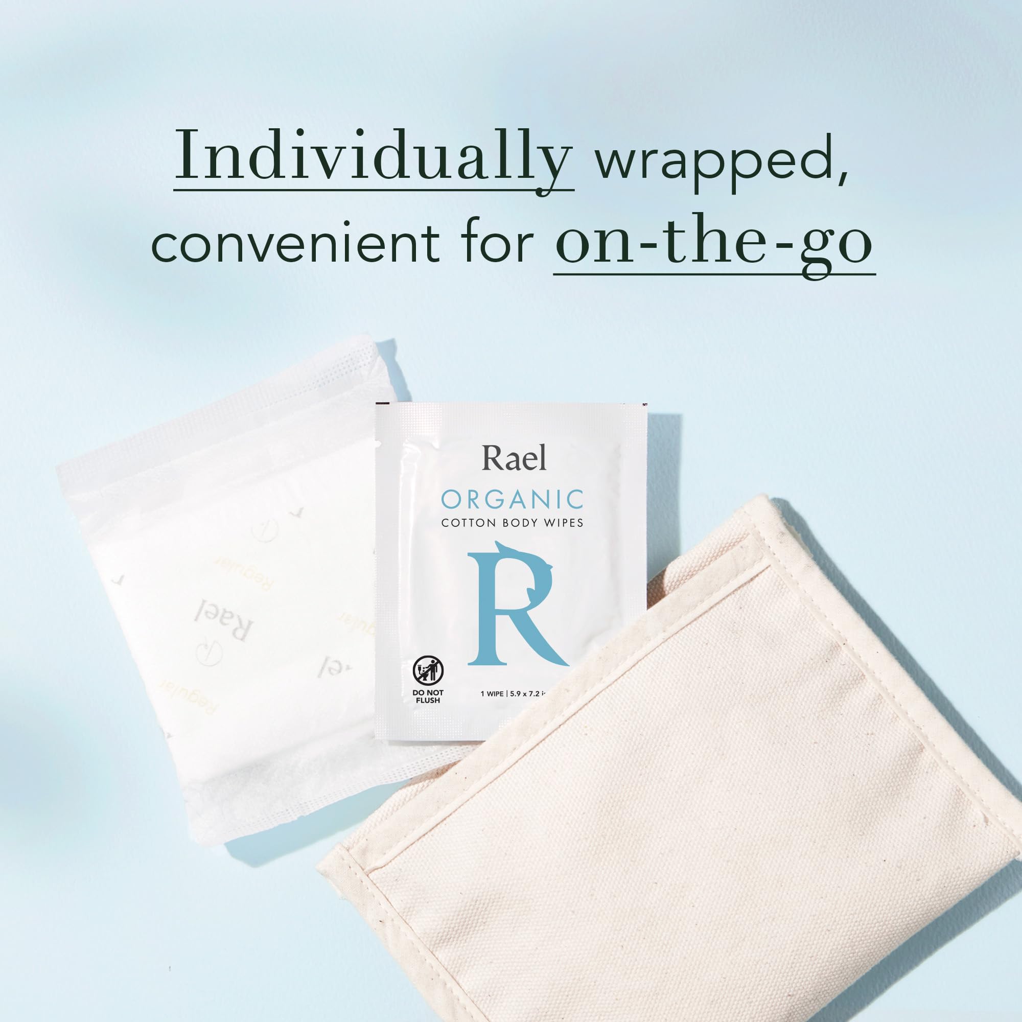 Rael Organic Cotton Wipes - 100% Purified Water, Hypoallergenic, Individually Wrapped (4 x 10 Count)