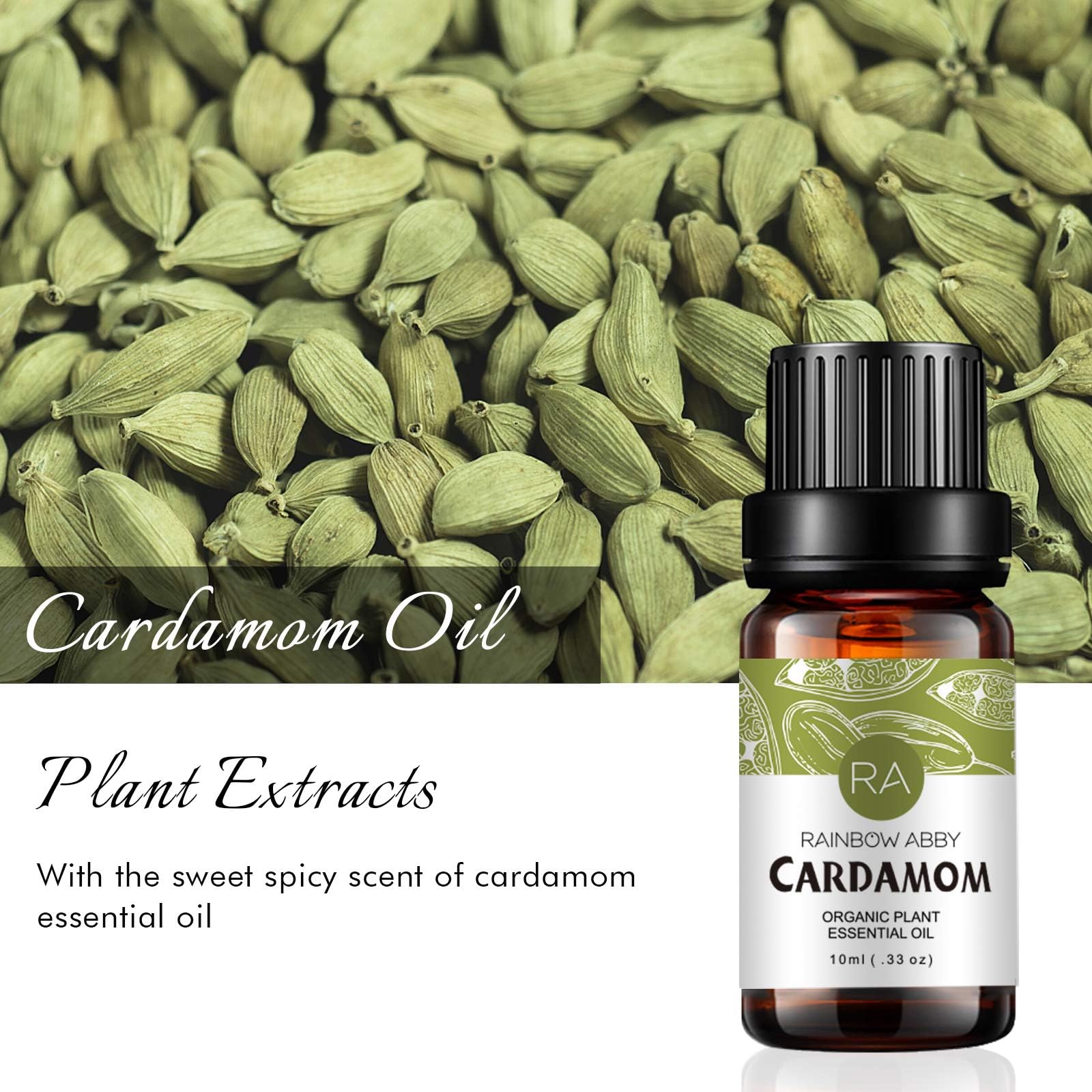 2-Pack Cardamom Essential Oil 2x10ml | 100% Pure Organic | Rainbow Abby