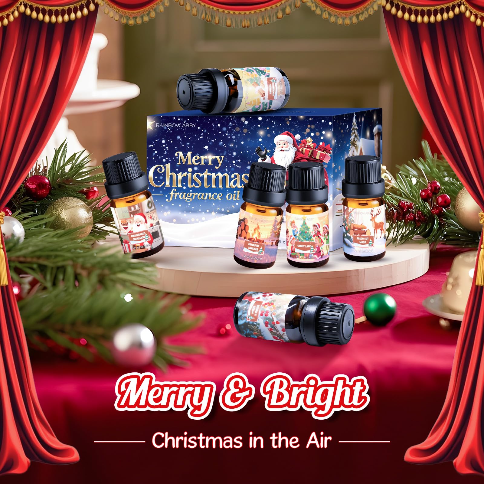RAINBOW ABBY Christmas Fragrance Oil Set – 6x10ml Holiday Diffuser Oils