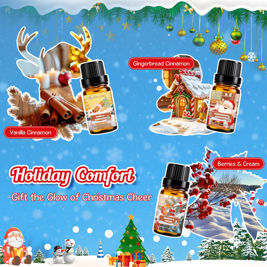 RAINBOW ABBY Christmas Fragrance Oil Set – 6x10ml Holiday Diffuser Oils