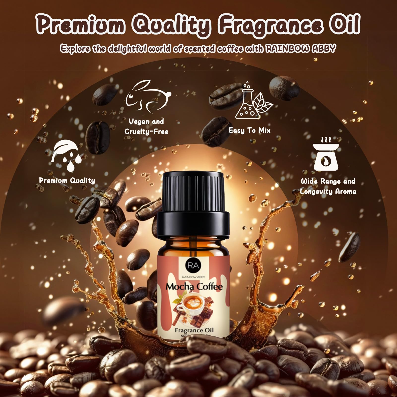 Rainbow Abby Coffee Shop Fragrance Oil Set – Espresso, Mocha, Chocolate & More for Candles & Soap