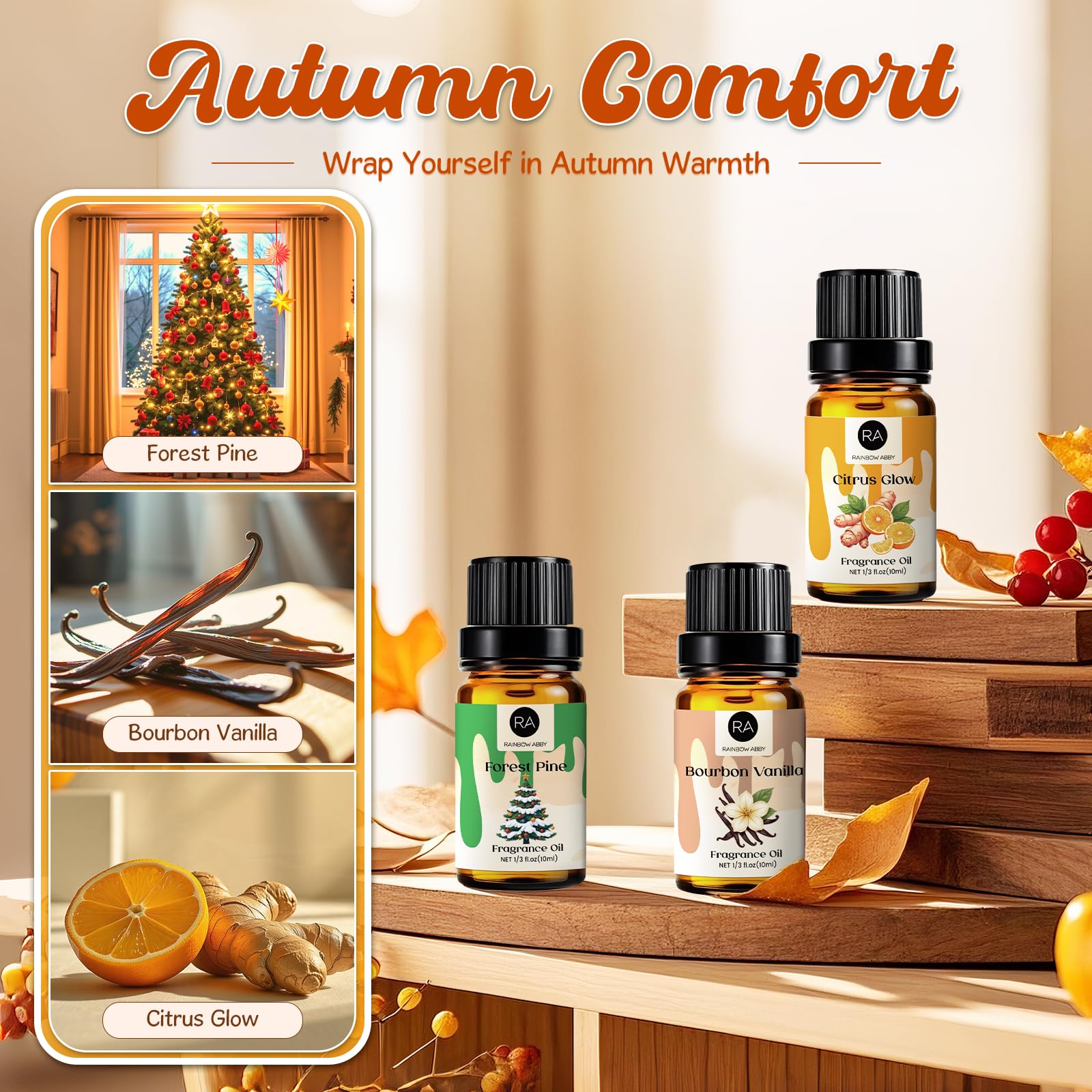 RAINBOW ABBY Fall Fragrance Oils Set – Autumn Essential Oils for Diffuser & Candle Making