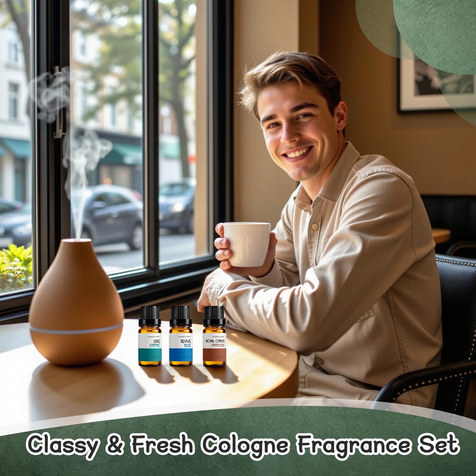 RAINBOW ABBY Cologne Oils for Men – 6 Fragrance Oils Kit for Diffuser