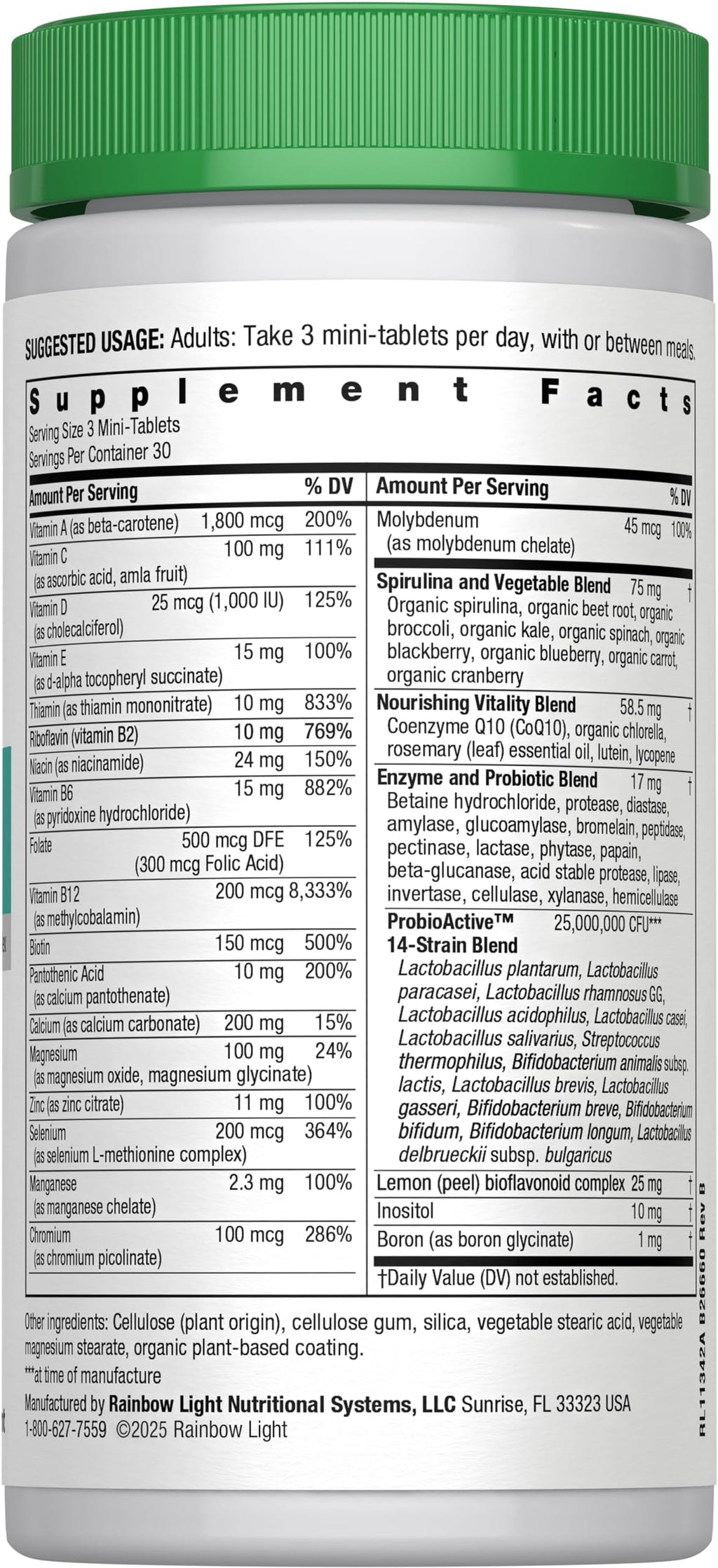 Rainbow Light 50+ Mini-Tablet Multivitamin - 90 Mini-Tablets | Immune & Vitality Support for Adults 50+