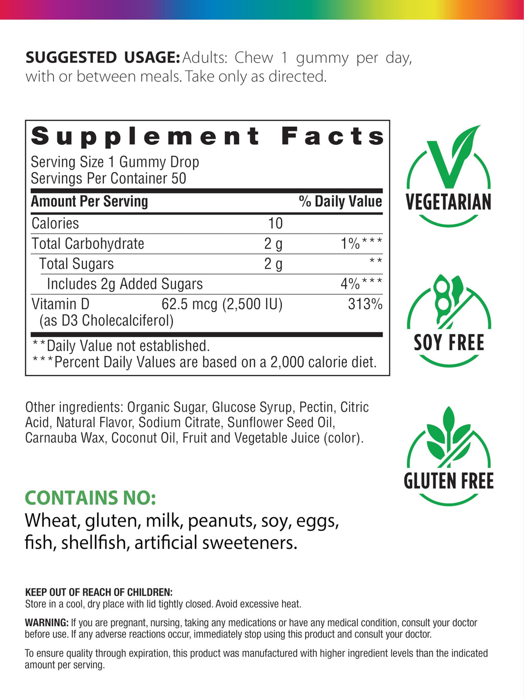 Rainbow Light Berry D-Licious 2,500 IU Vitamin D3 Gummies - Gluten-Free