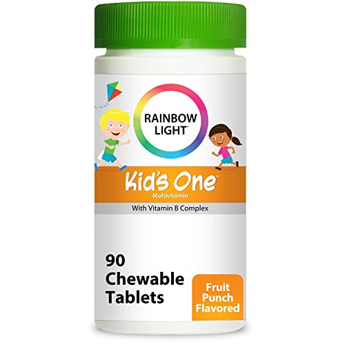 Rainbow Light Kid's One Multivitamin for Kids – 90 Count, Fruit Punch – Immune Support, Vitamin B Complex, Probiotics, Vegetarian & Gluten Free