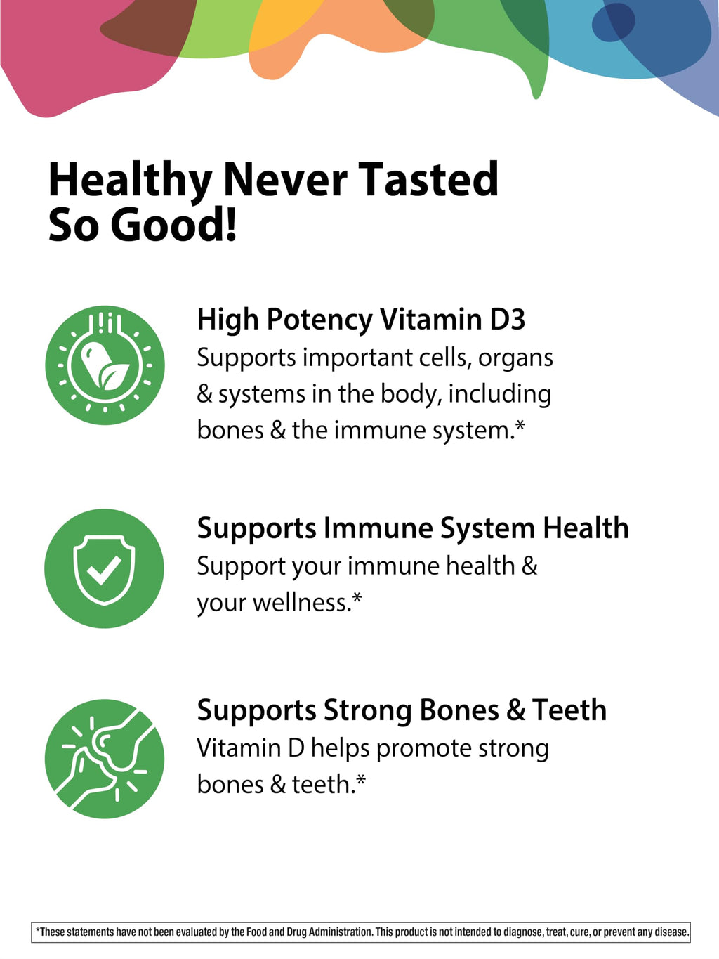 Rainbow Light Vitamin D3 Gummies 2000 IU – Immune Support, Vegan, Gluten Free