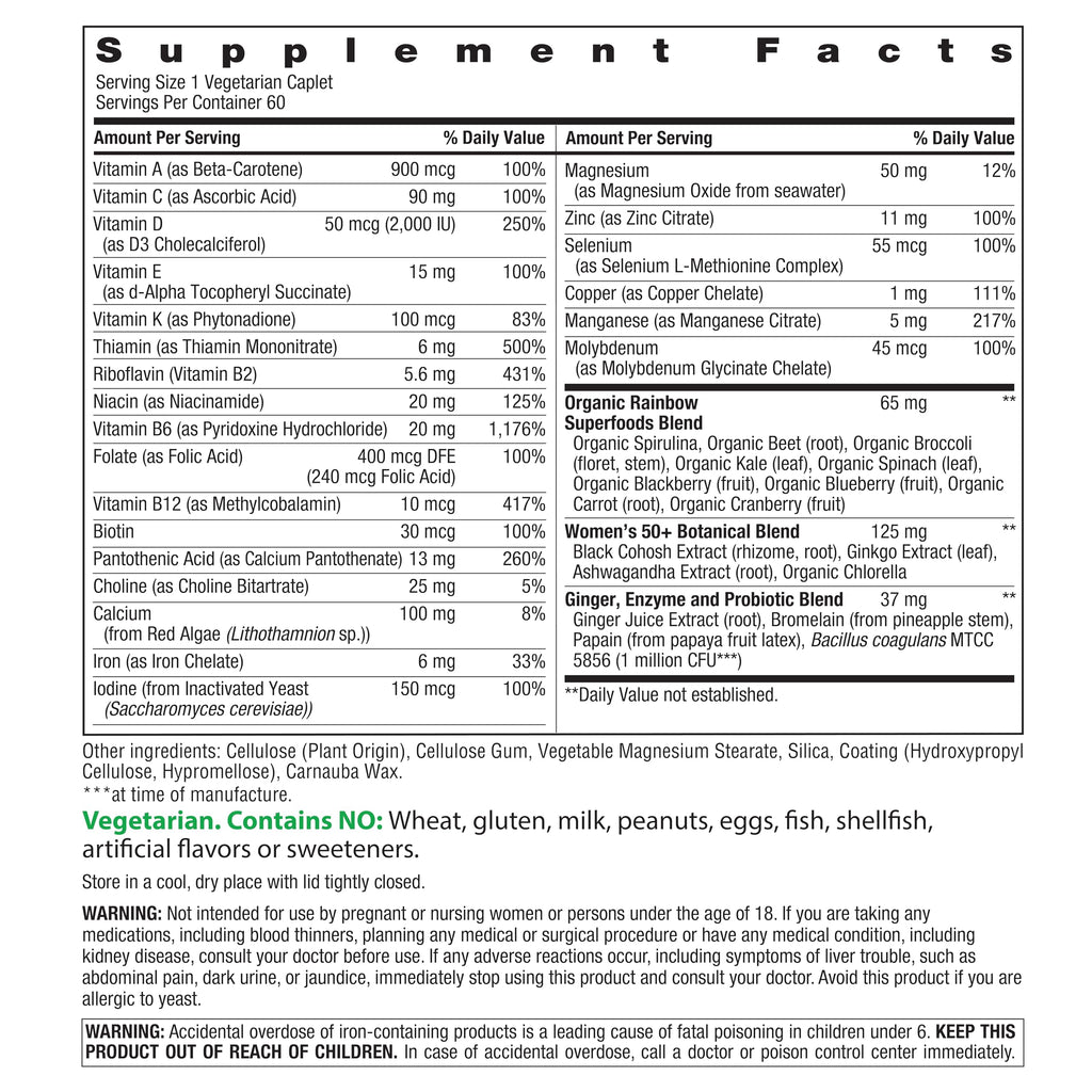 Rainbow Light Women 50+ Multivitamin – Immune Support, Probiotics, Non-GMO, Vegetarian | 60 Tablets