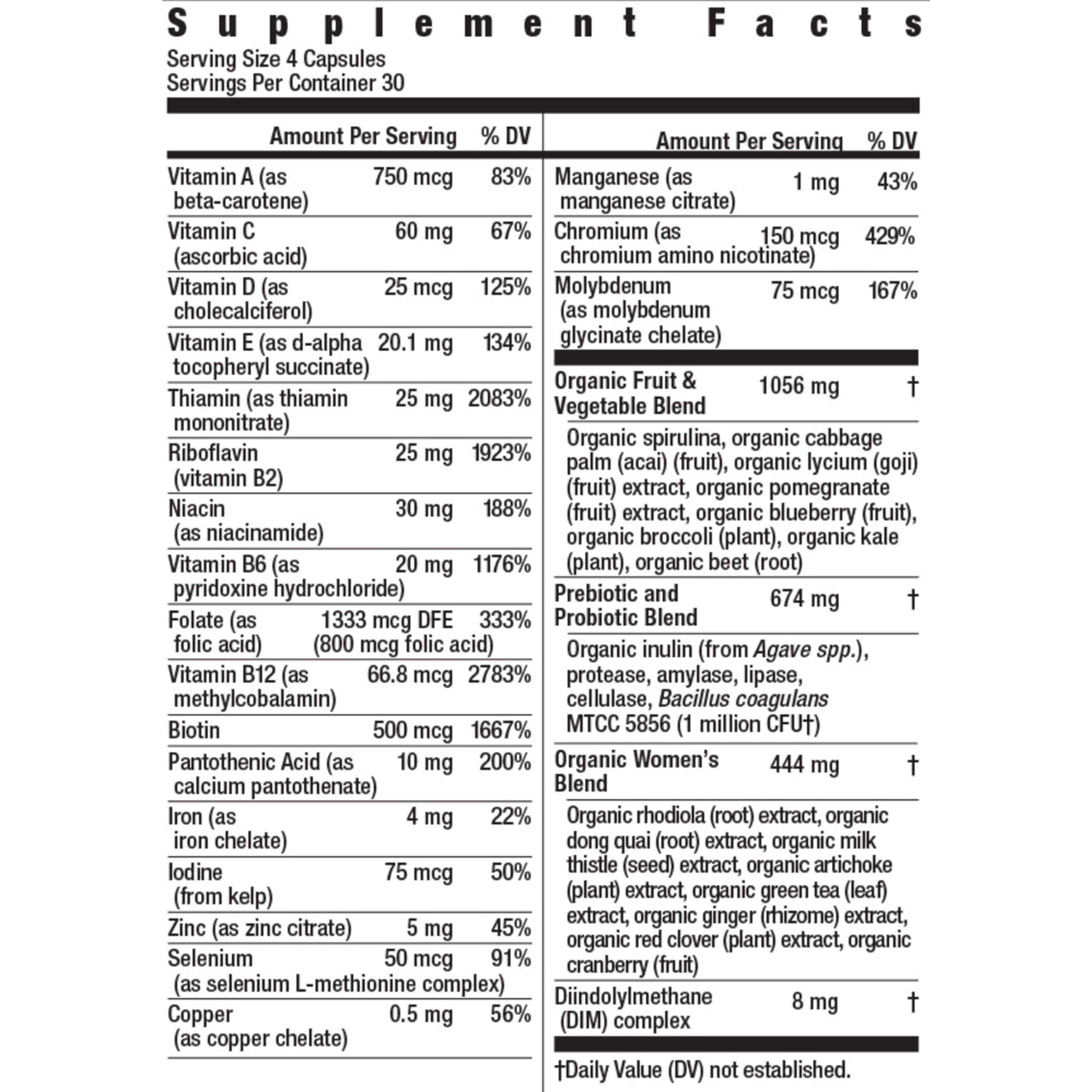 Rainbow Light Certified Women's Multivitamin – 120 Caps (Pack May Vary) – Organic, High-Potency