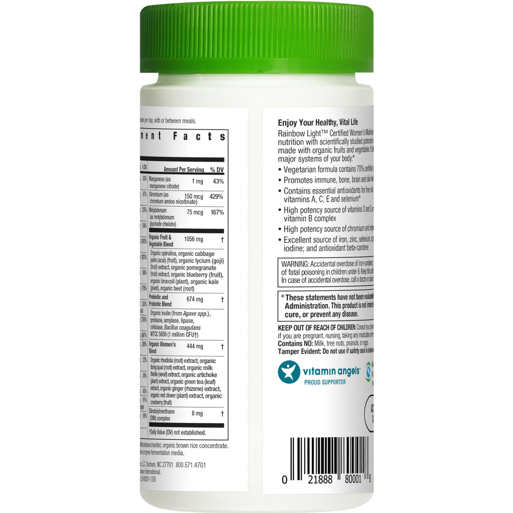 Rainbow Light Certified Women's Multivitamin – 120 Caps (Pack May Vary) – Organic, High-Potency