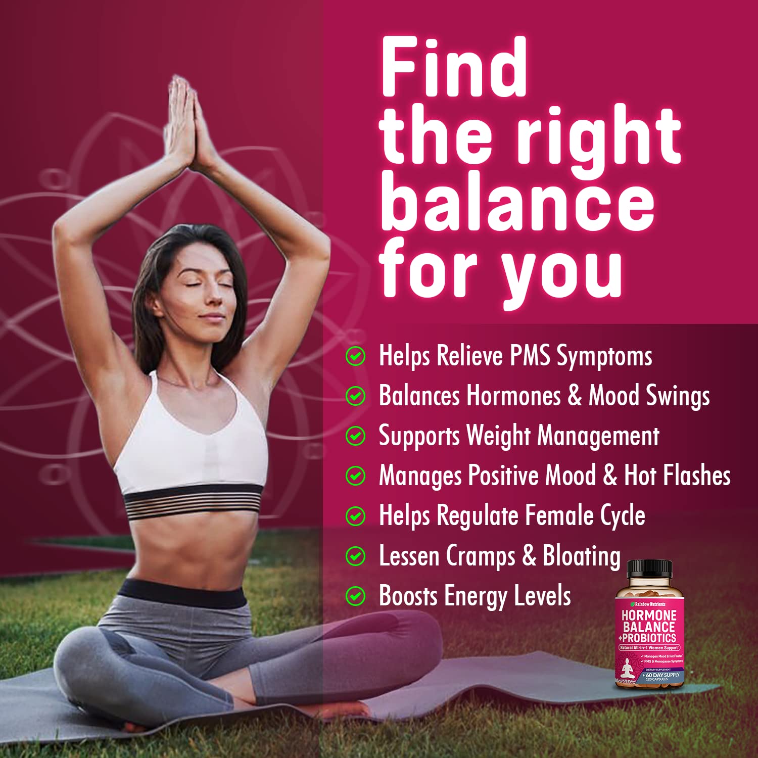 Rainbow Nutrients Hormone Balance + Probiotics for Women | Menopause Support