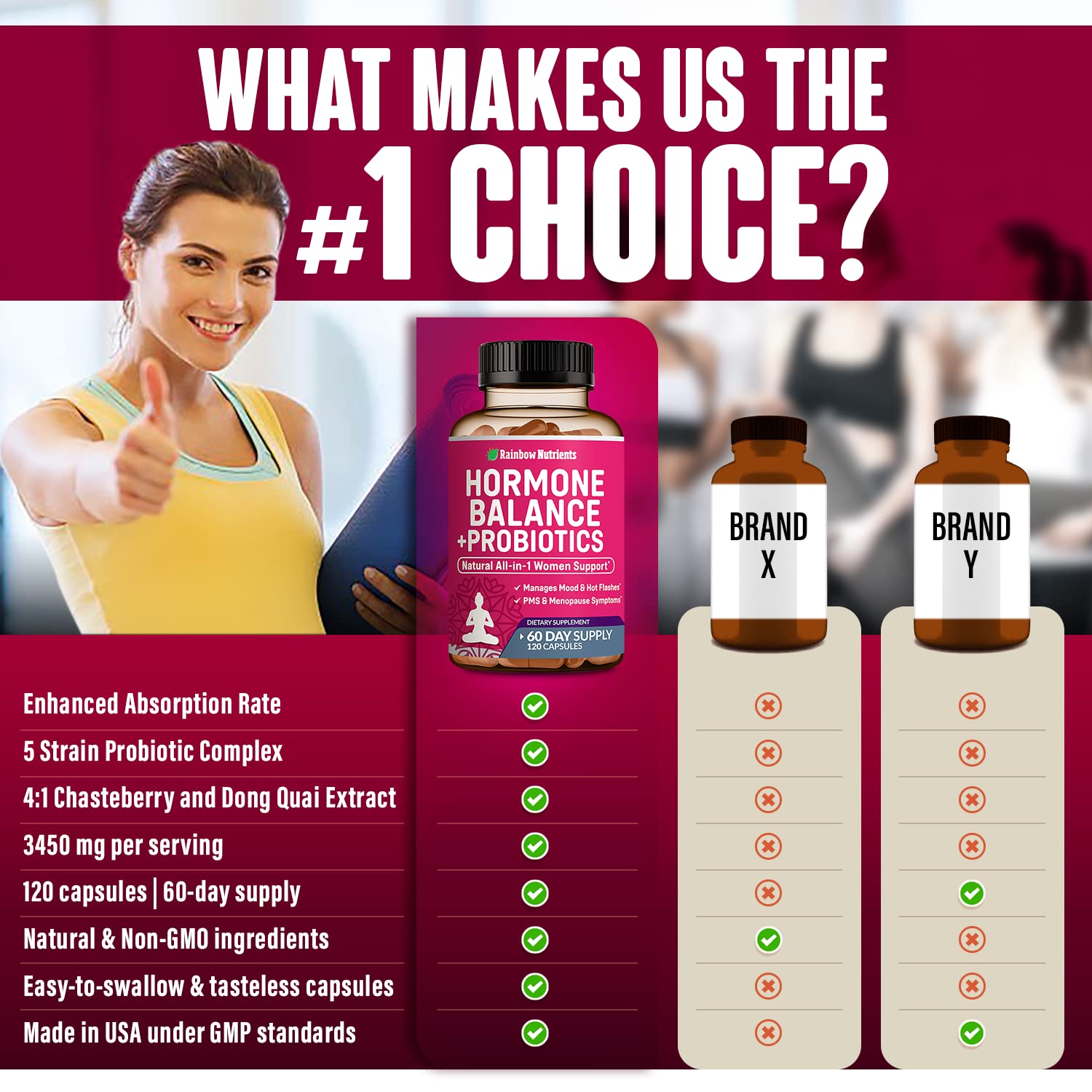 Rainbow Nutrients Hormone Balance + Probiotics for Women | Menopause Support