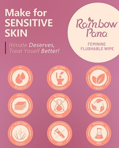 RainbowPana Feminine Wipes – 240 Count, On-The-Go, Flushable