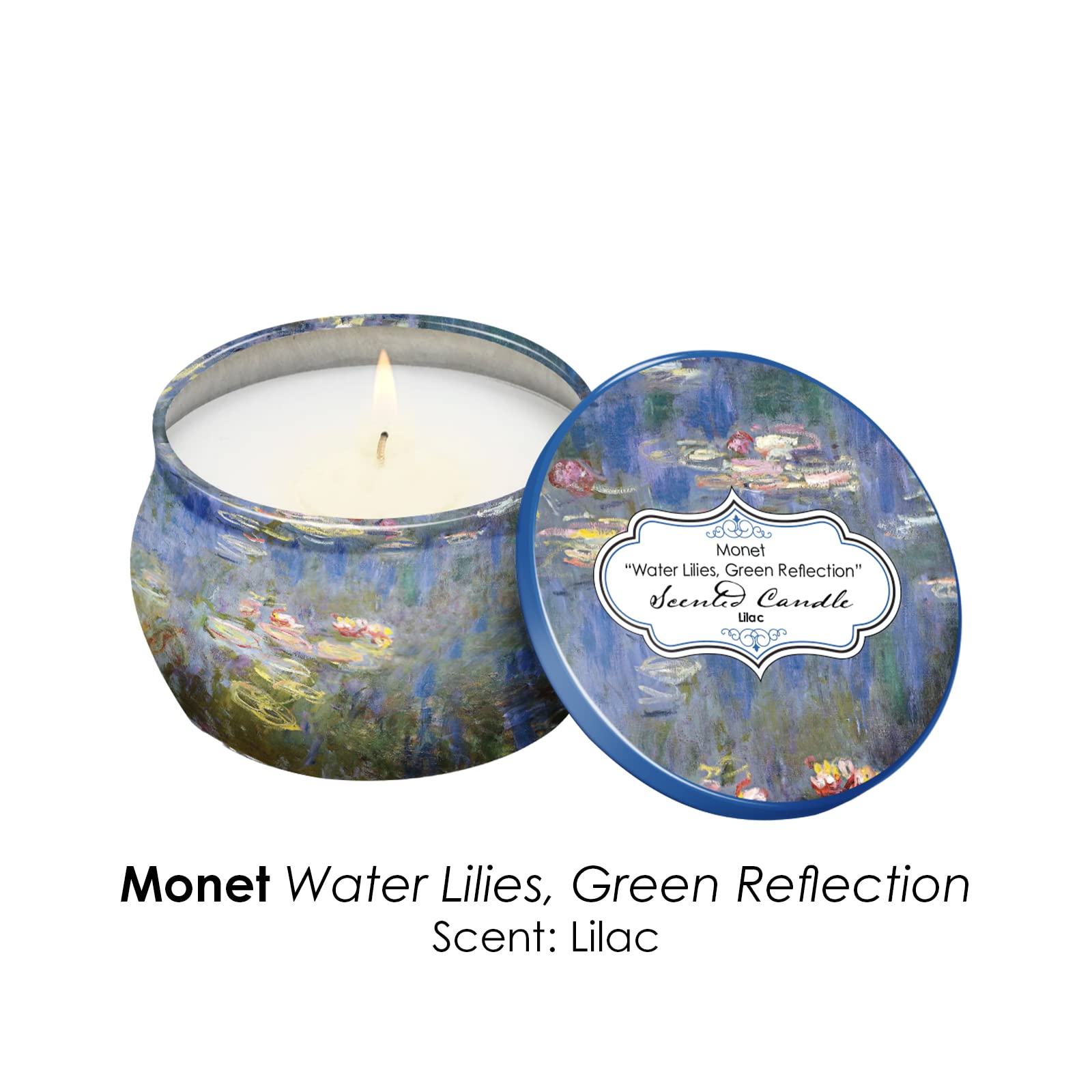 RainCaper Monet Water Lilies Scented Candles Gift Set | 4x4.4 oz Soy, 8% Essential Oils