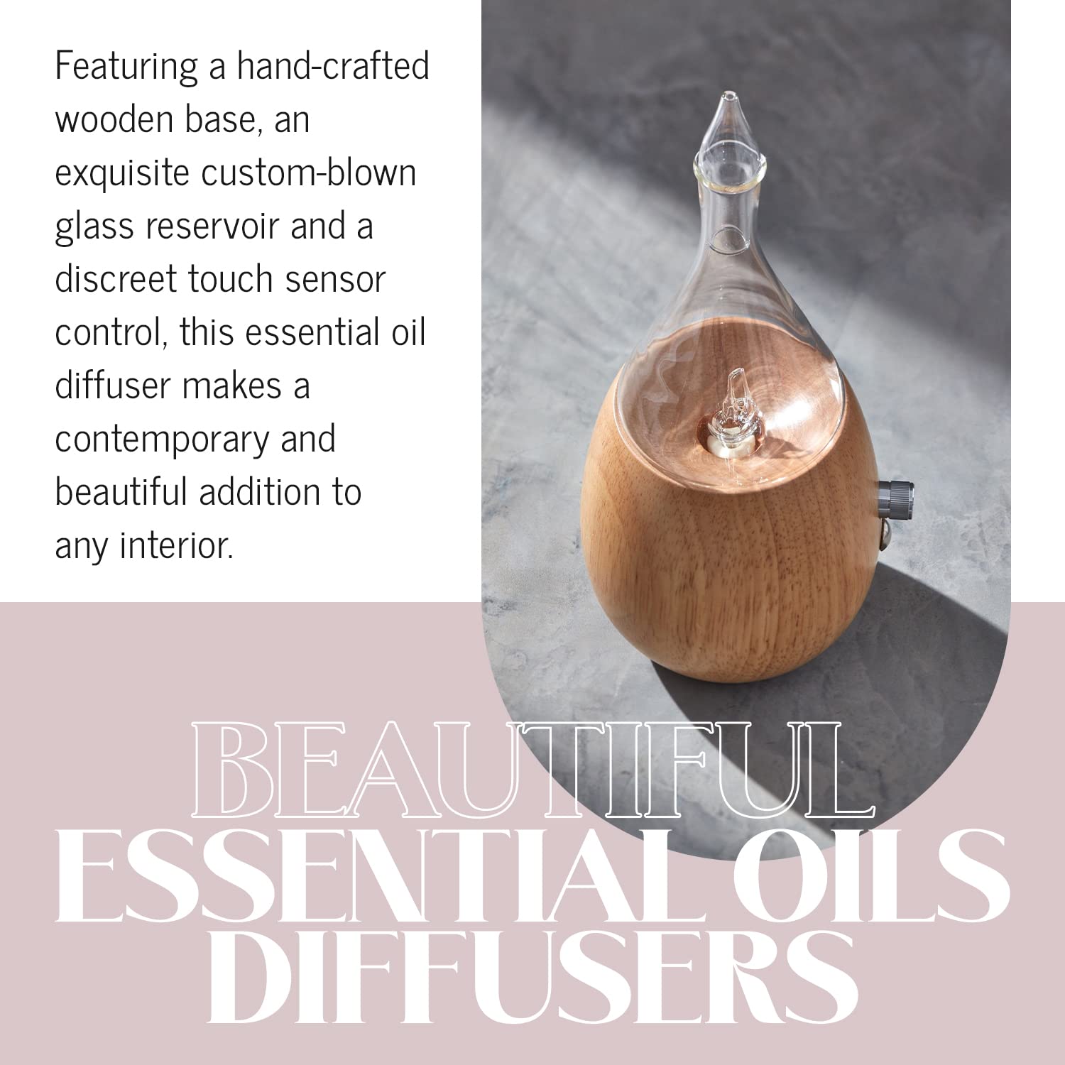 Raindrop 2.0 Waterless Glass Diffuser - Organic Aromas, Auto-Off, BPA-Free, Black