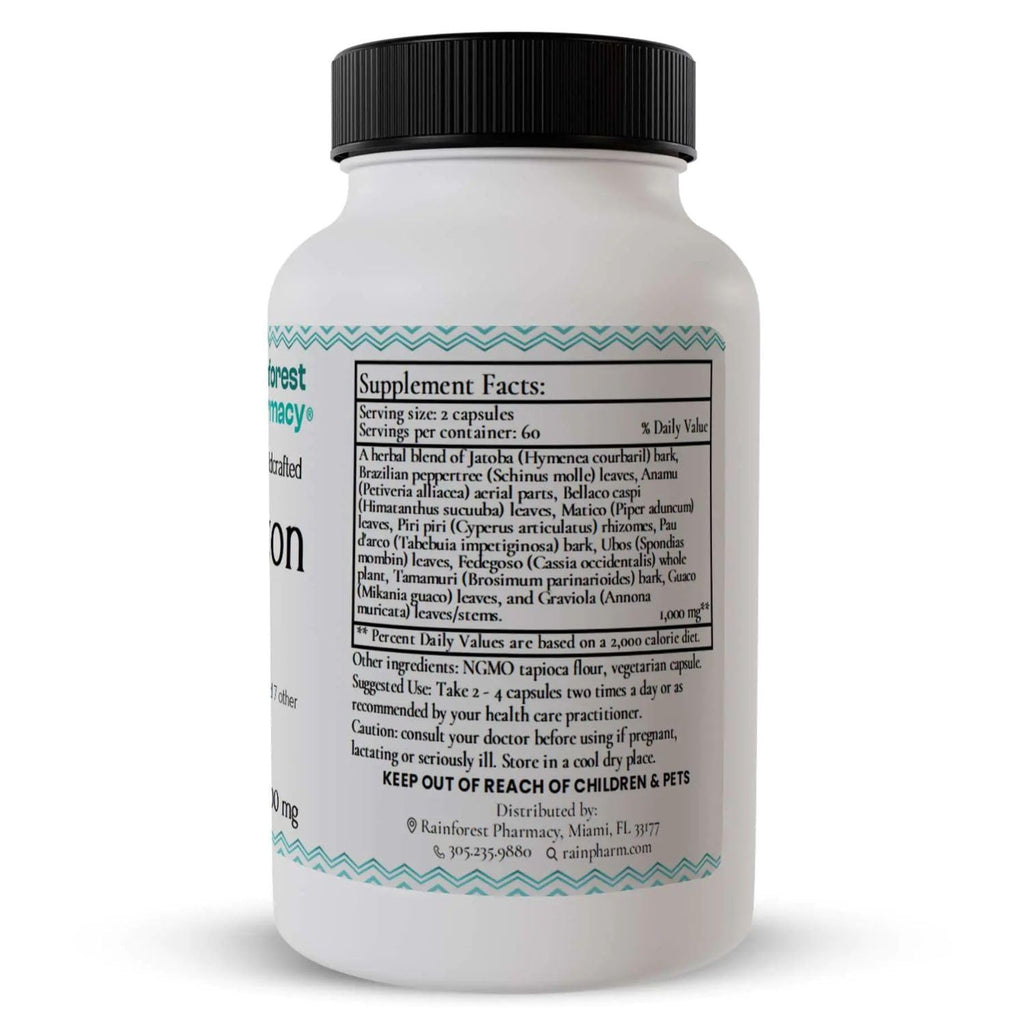 Rainforest Pharmacy Amazon A-F Herbal Supplement – 120 Veg Capsules, 500 mg | Jatoba, Pau D'Arco, Anamu, Graviola
