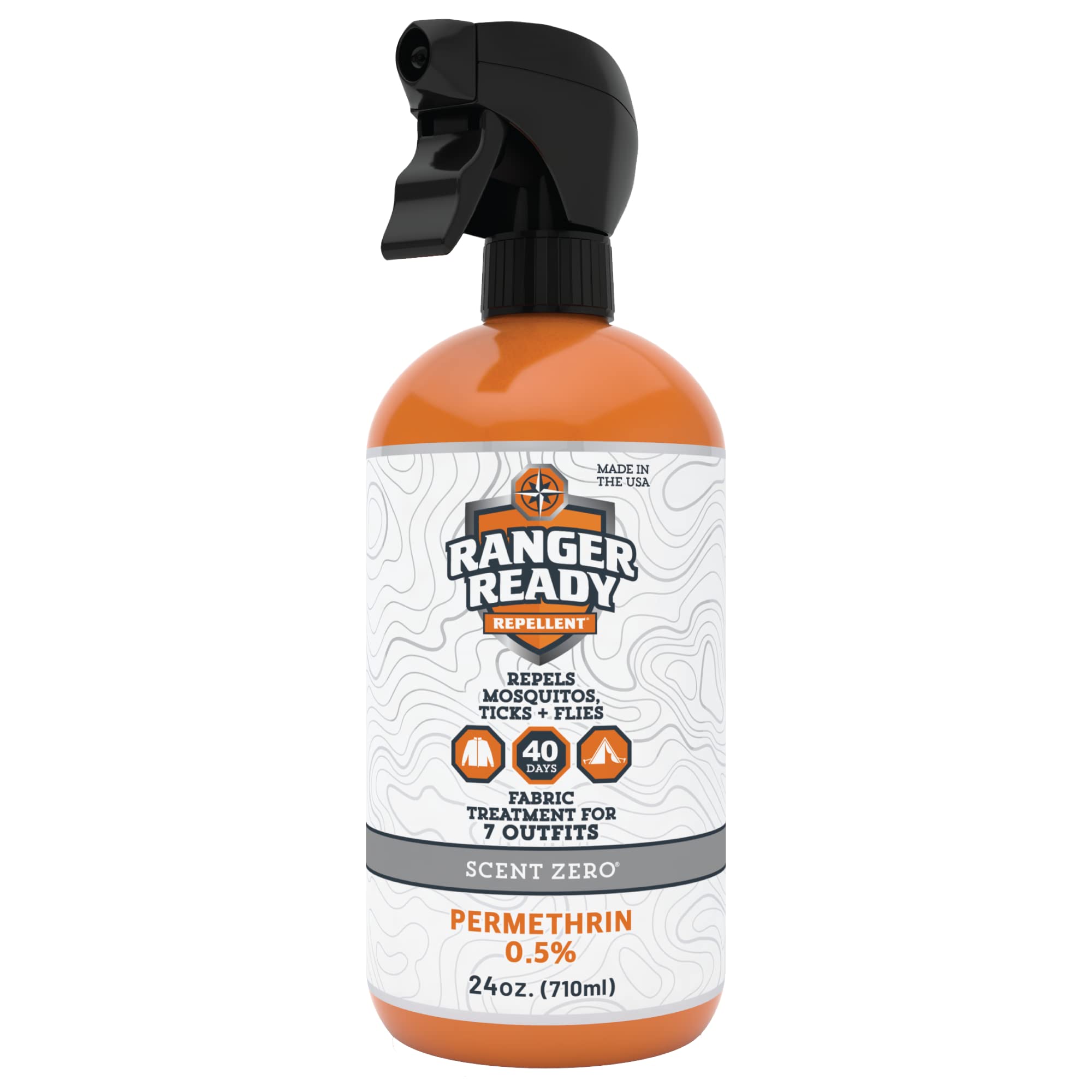 Ranger Ready Repellents Permethrin Spray for Clothes & Gear – Scent Zero, 24 oz