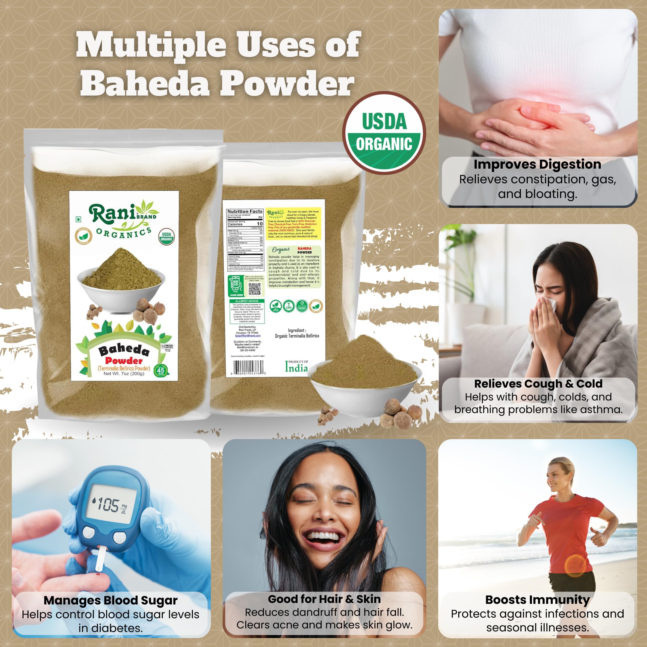 Rani Organic Baheda Powder 7oz (200g) – Organic, Kosher, Non-GMO