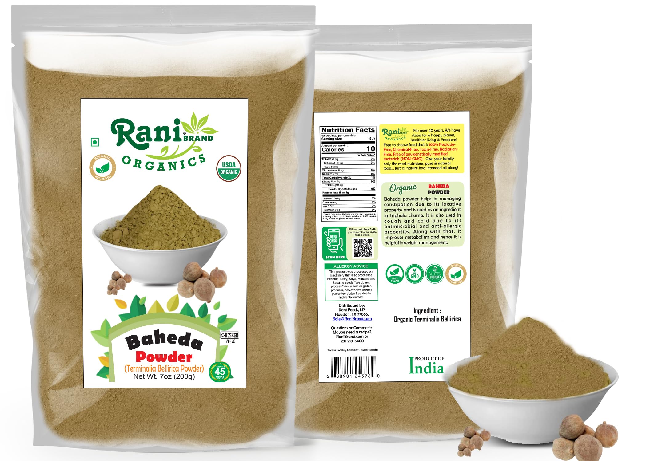 Rani Organic Baheda Powder 7oz (200g) – Organic, Kosher, Non-GMO