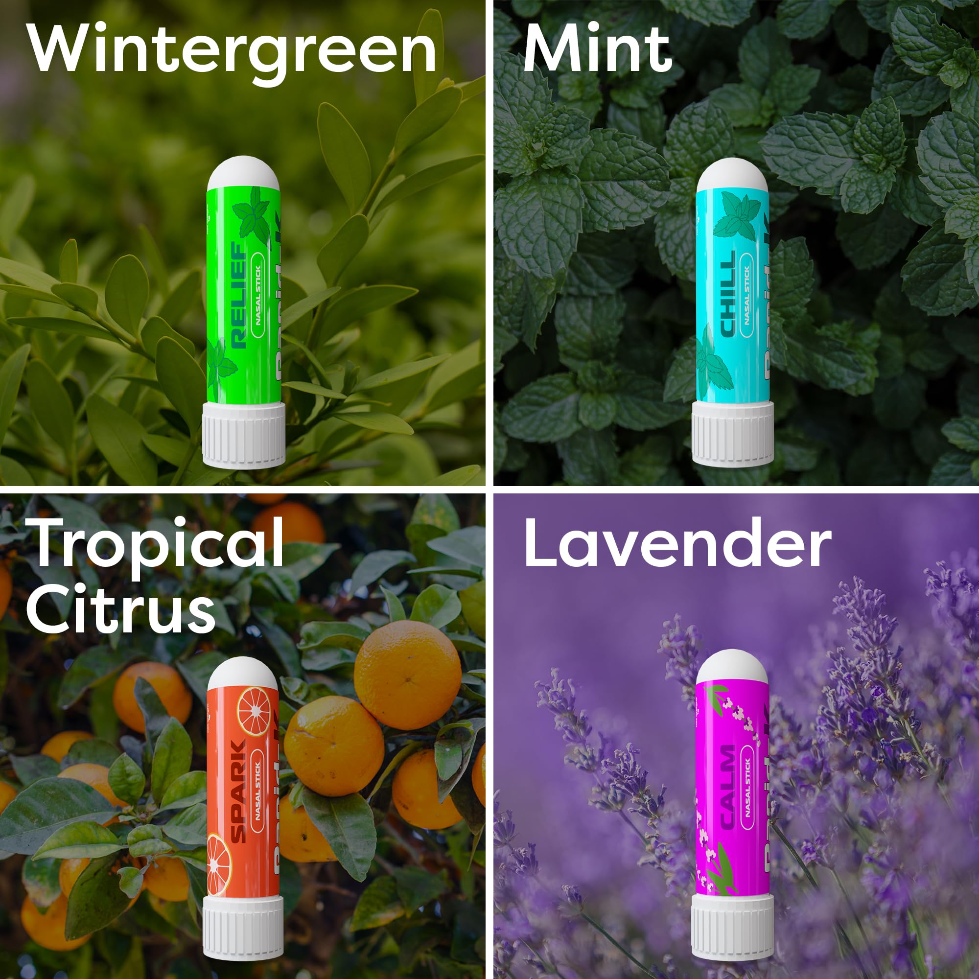Rapid-K Nasal Sticks 4 Pack – Mint, Lavender, Tropical & Wintermint Inhalers for Quick Breathing Comfort