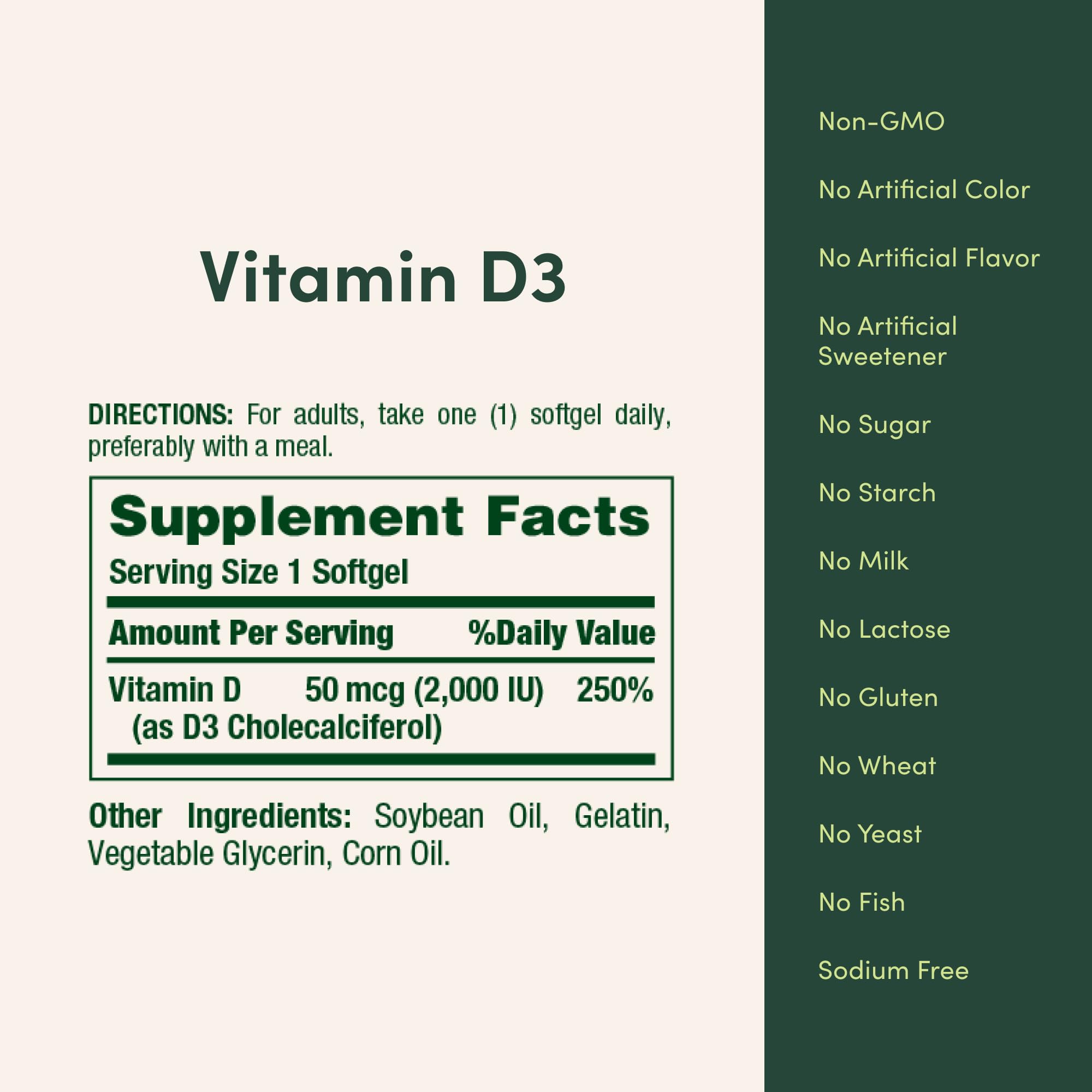 Nature's Bounty Vitamin D3 2000 IU | Immune & Bone Health | 350 Softgels