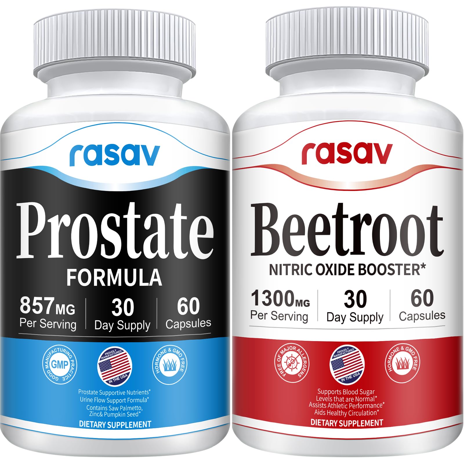 Rasav Prostate & Beetroot Bundle for Men – Saw Palmetto, Pygeum, Beetroot (60 Capsules each)
