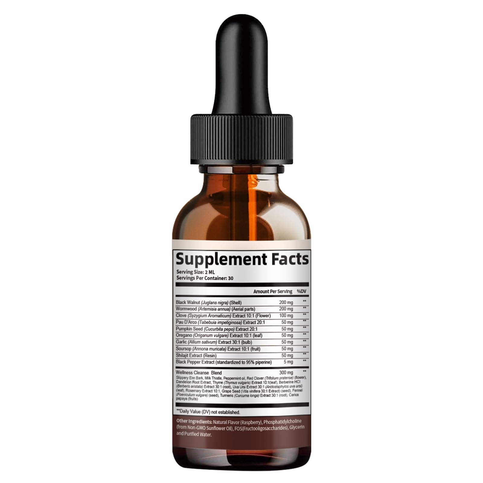2-Pack Black Walnut Wormwood Clove Cleanse Drops - 23-in-1 Gut Health, Raspberry Flavor, 4 oz