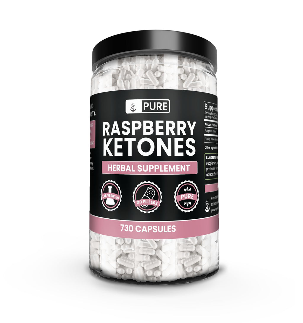 Pure Raspberry Ketone 730 Capsules – No Magnesium or Rice Fillers | Lab Verified