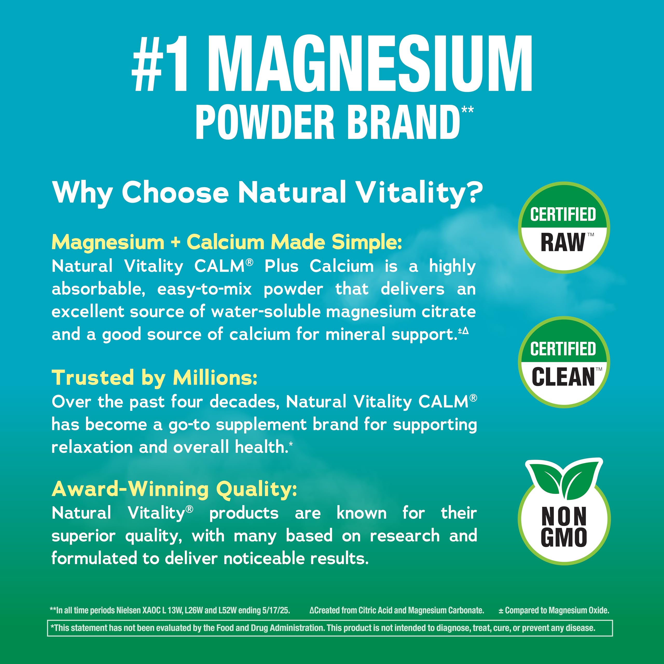 Natural Vitality CALM Magnesium Drink Mix Plus Calcium – Raspberry Lemon (8 oz)