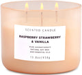 Raspberry Strawberry Vanilla 3-Wick Soy Candle – 15.8 oz | Long-Lasting Aromatherapy with Strong Throw