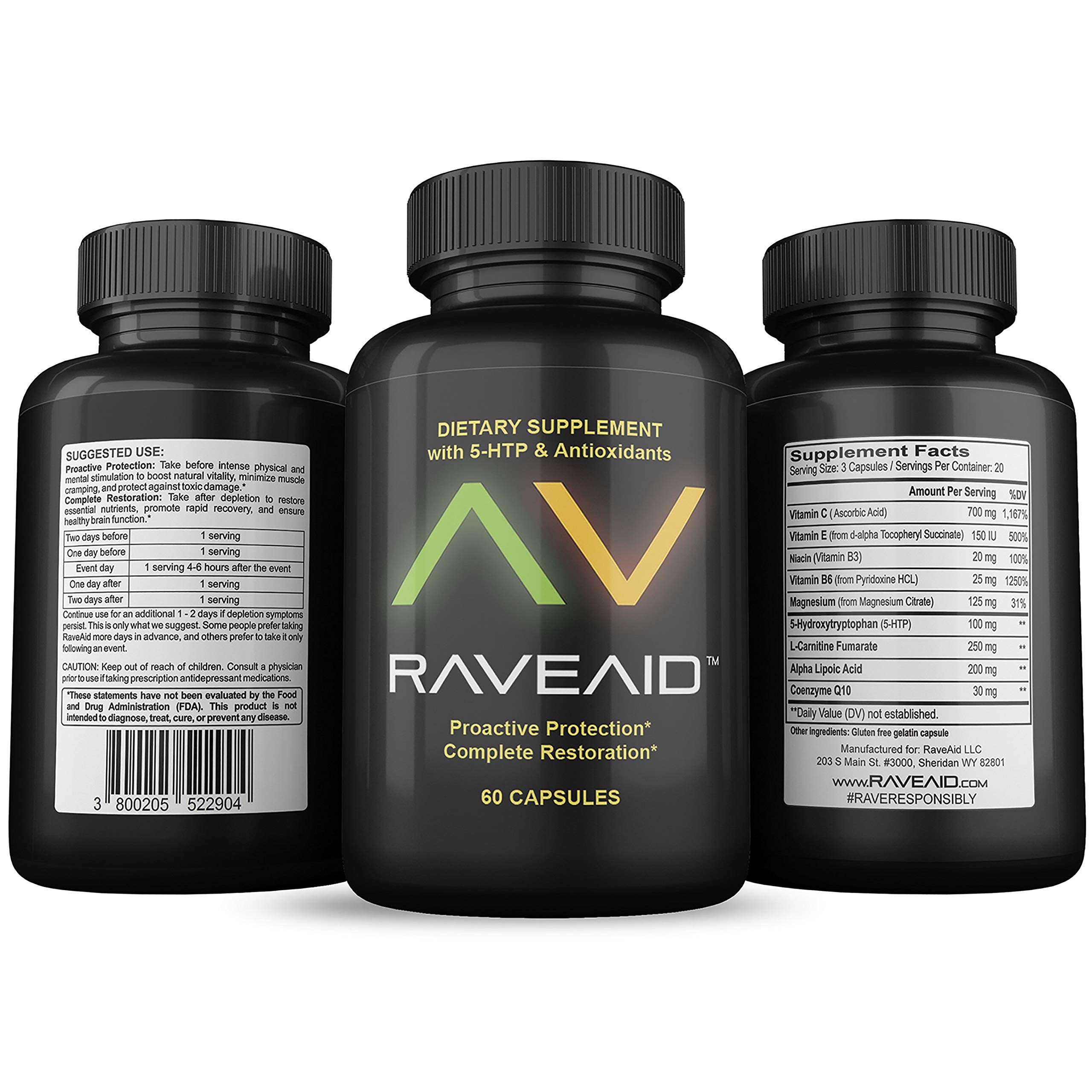RaveAid Party Recovery Supplement (60 Capsules) – Trusted Since 2011, Jaw Clench Relief & Neurotoxicity Support