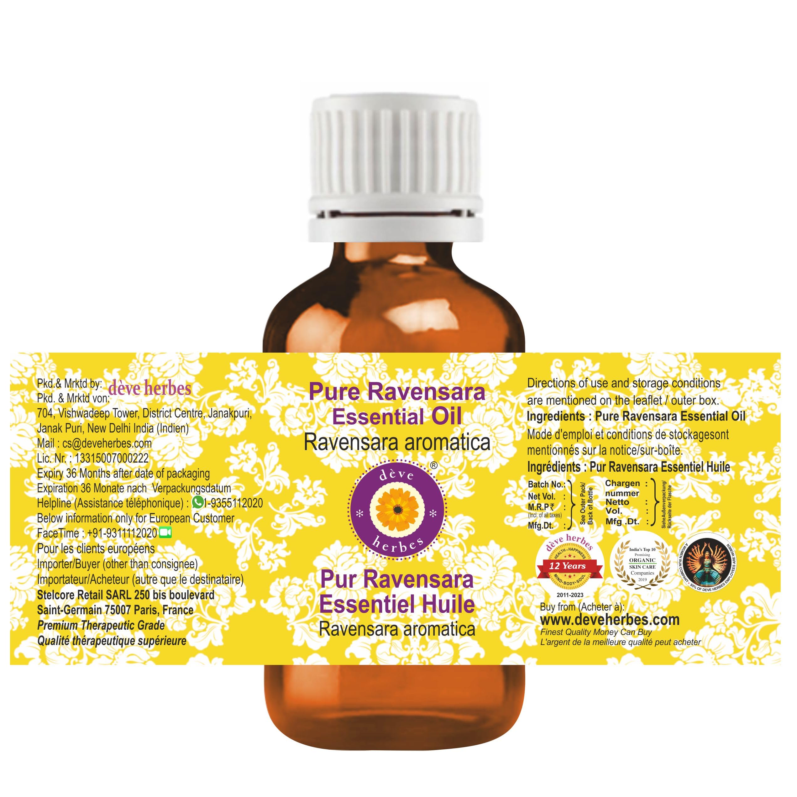 Ravensara Essential Oil (Ravensara aromatica) 10ml – Pure, Steam Distilled | dève herbes
