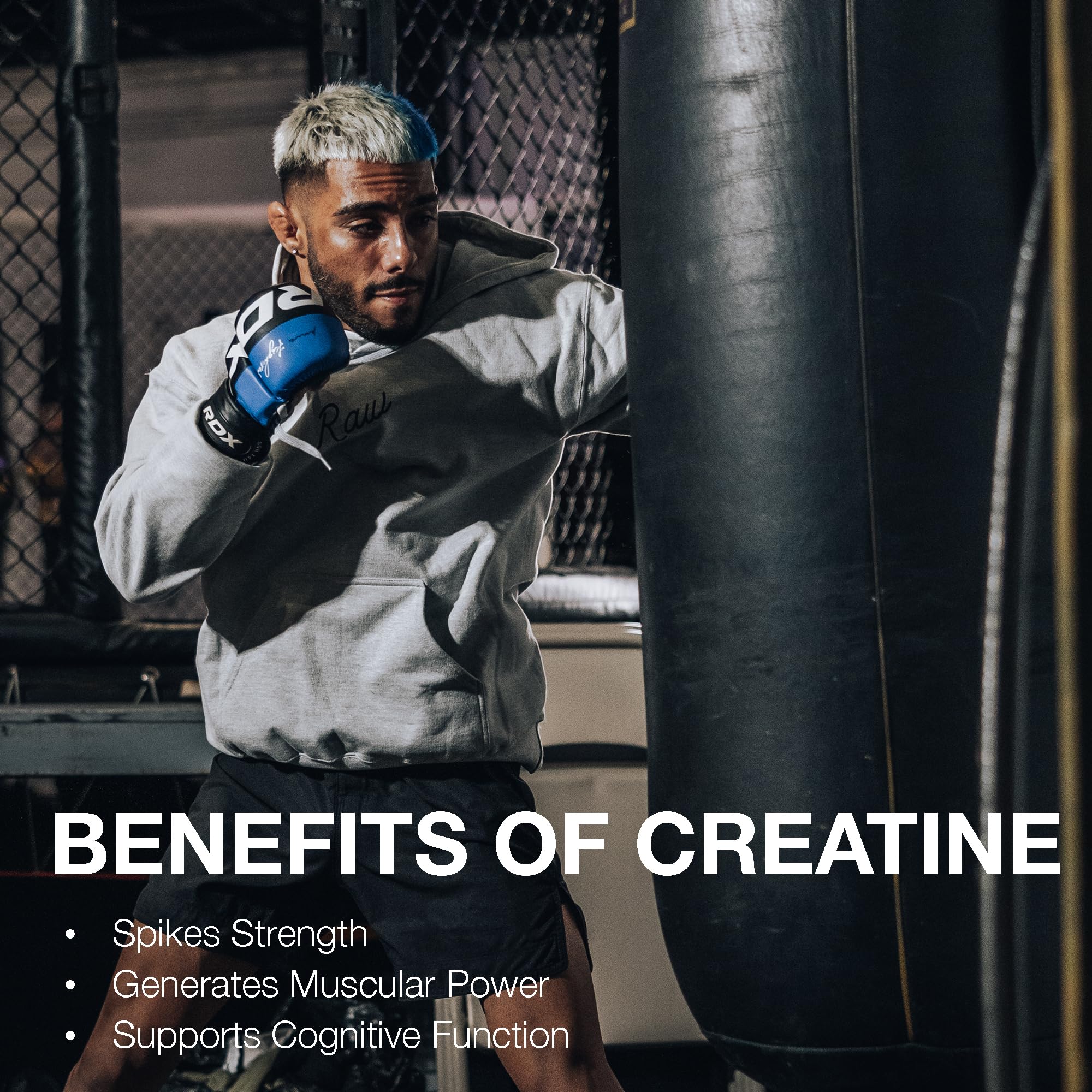 RAW Nutrition Creatine Monohydrate Powder - Unflavored, 100 Servings