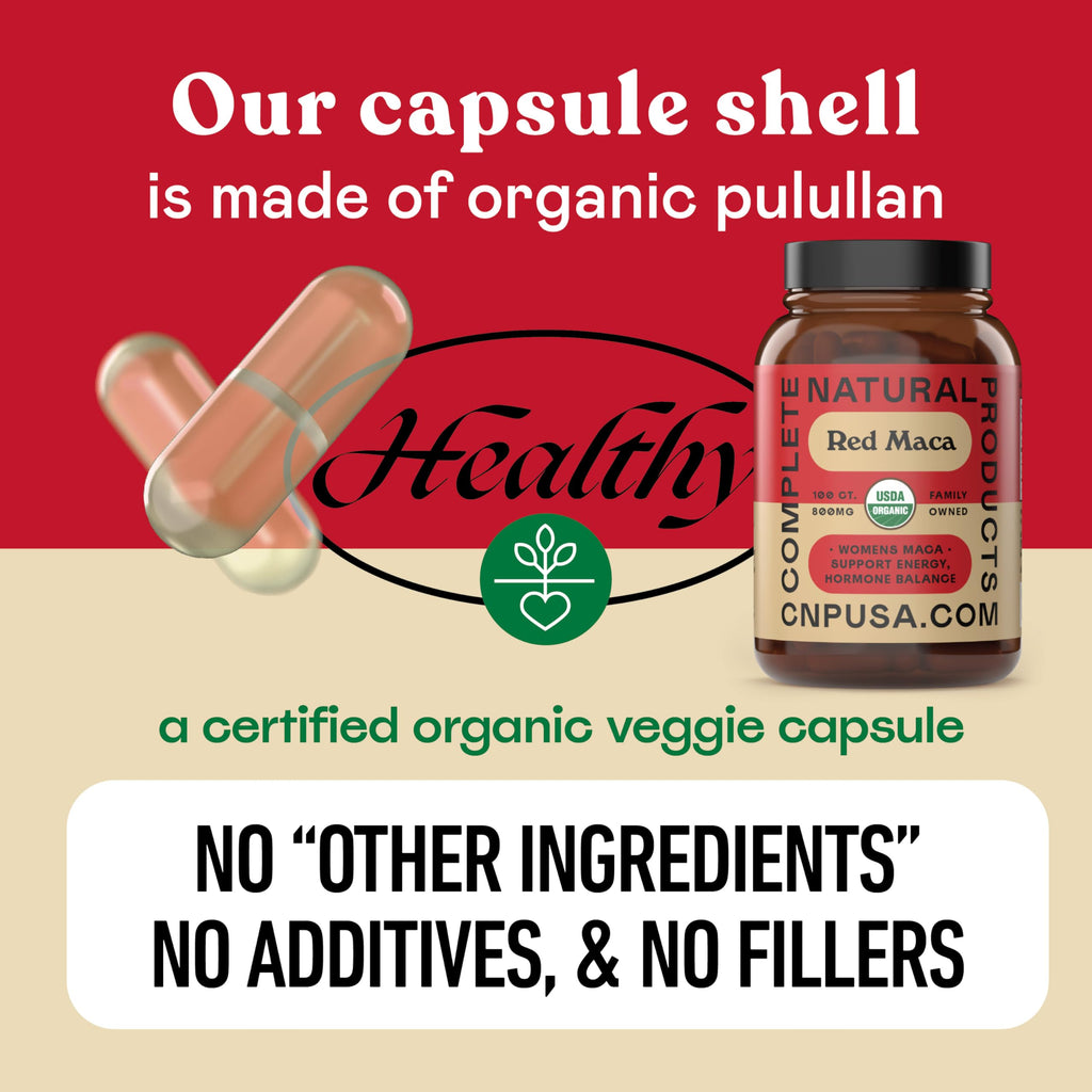 Complete Natural Products Organic Red Maca Root Capsules - 800mg Gelatinized, 2-Pack
