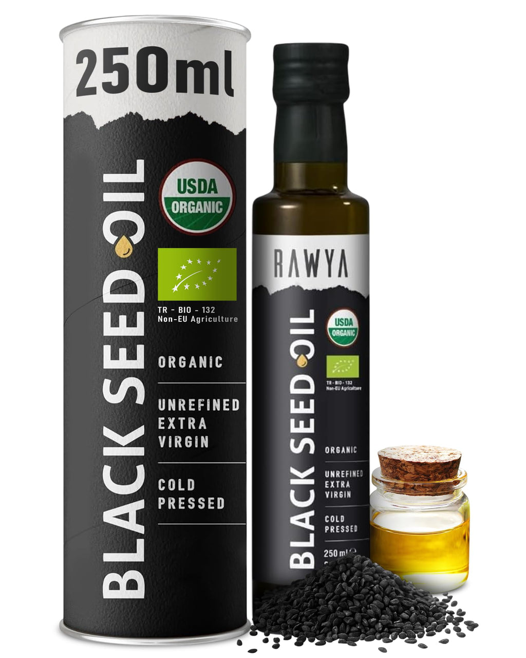 RAWYA Black Seed Oil - USDA Organic, Cold-Pressed, 8.4 fl oz | Nigella Sativa