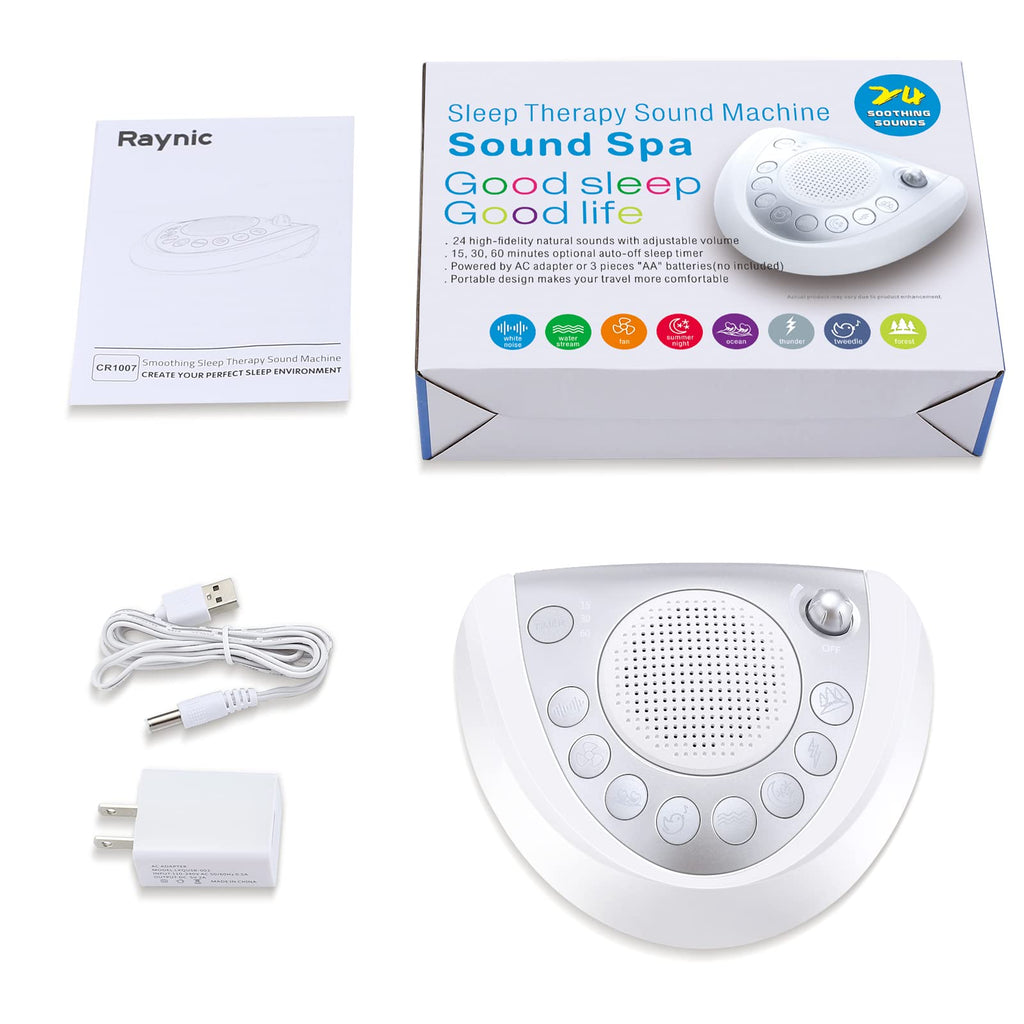Raynic White Noise Machine — Portable Sleep Sound Machine with 24 Sounds