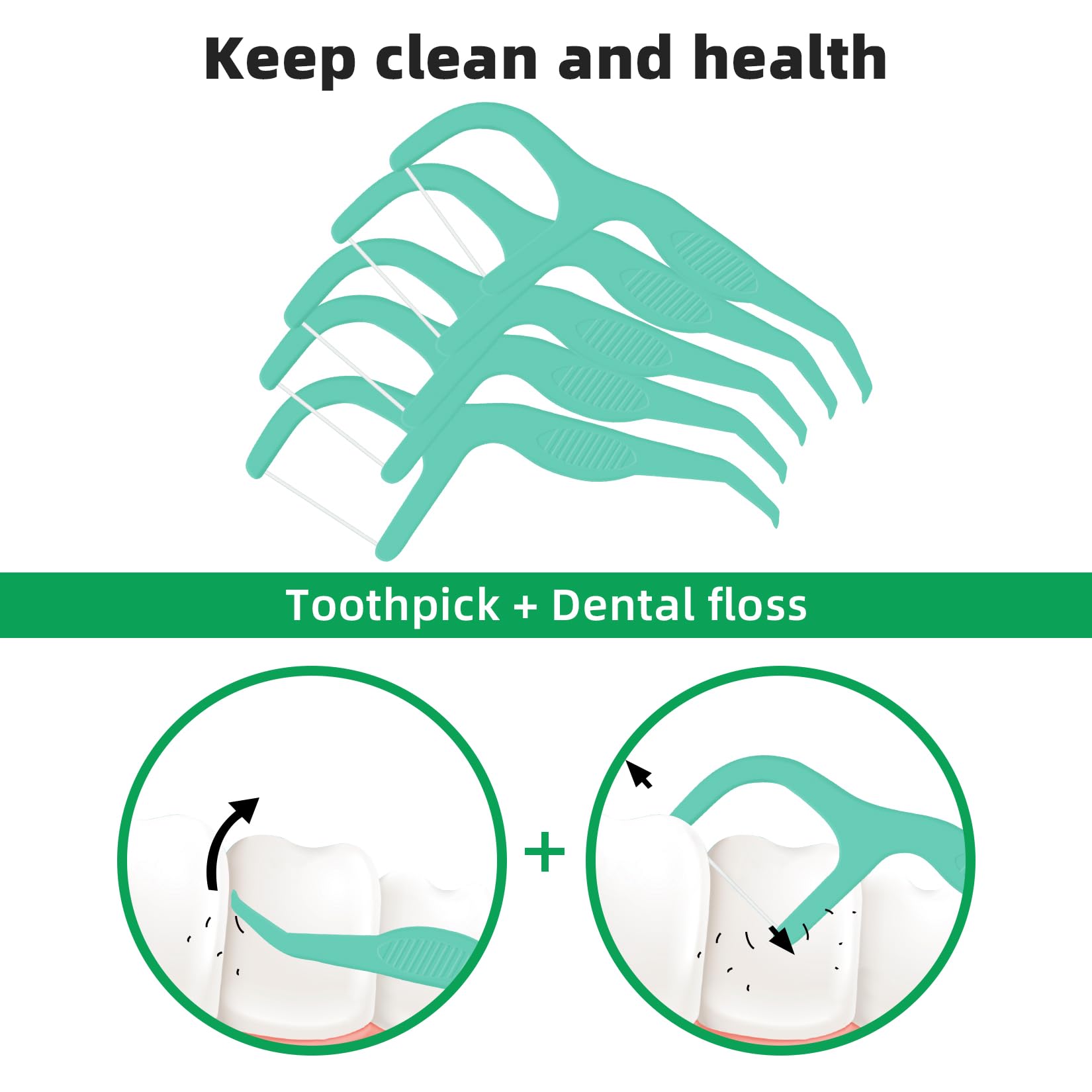 RAZOKO Dental Floss Picks – Mint Flavor, Shred-Resistant, Easy Grip (400 Count Pack of 2)